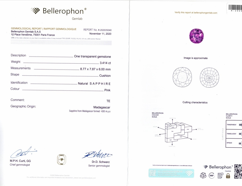 3.41 Ct. Pink Sapphire from Madagascar