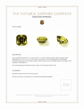 1.70 Ct. Greenish Yellow Sapphire from Madagascar Appraisal