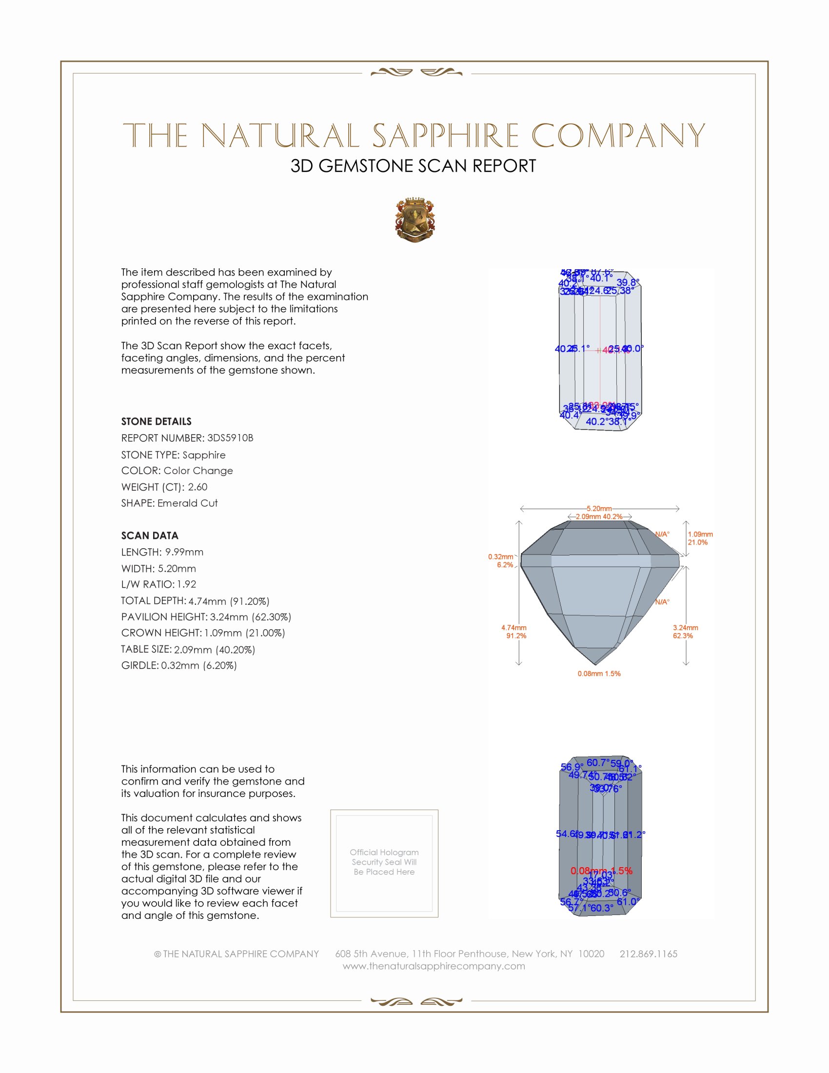 2.60 Ct. Color Change Sapphire from Ceylon (Sri Lanka)