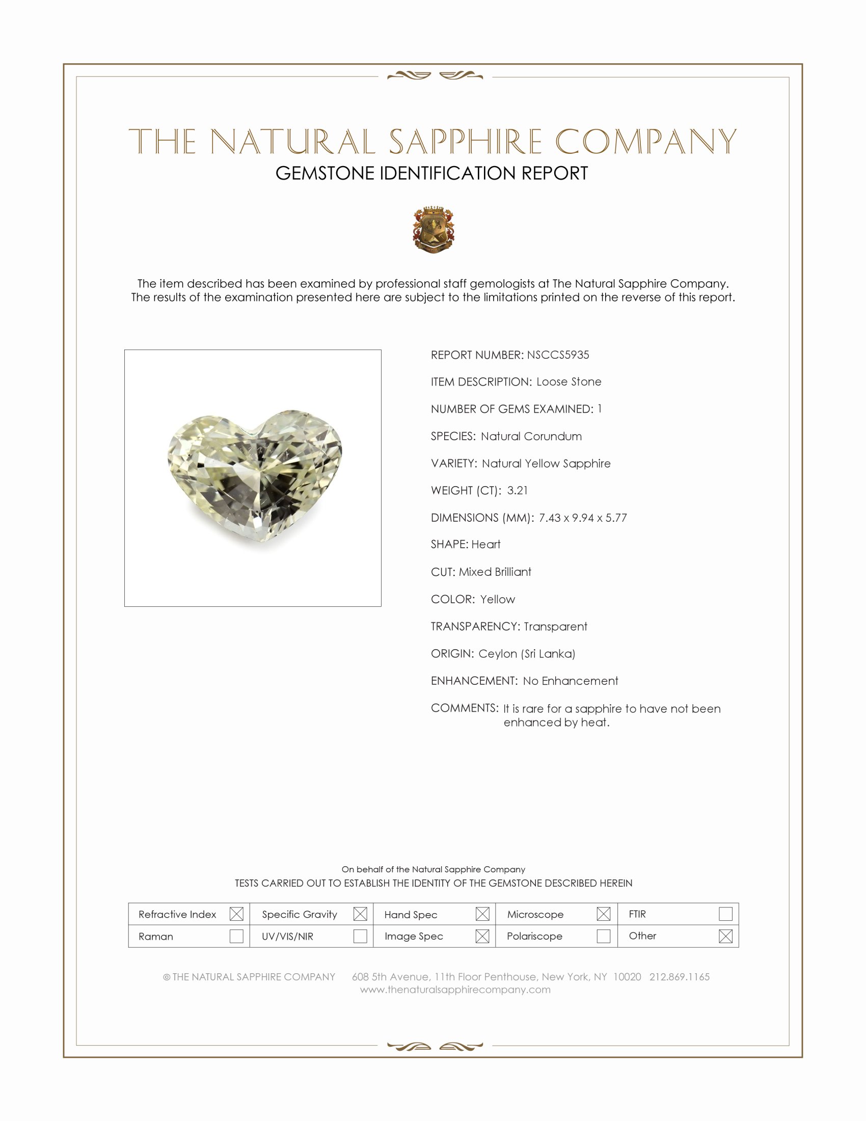 3.21 Ct. Yellow Sapphire from Ceylon (Sri Lanka)