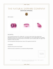 1.30 Ct. Purplish Pink Sapphire from Ceylon (Sri Lanka) Appraisal