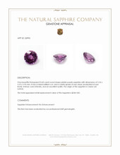 0.60 Ct. Pinkish Purple Sapphire from Ceylon (Sri Lanka) Appraisal