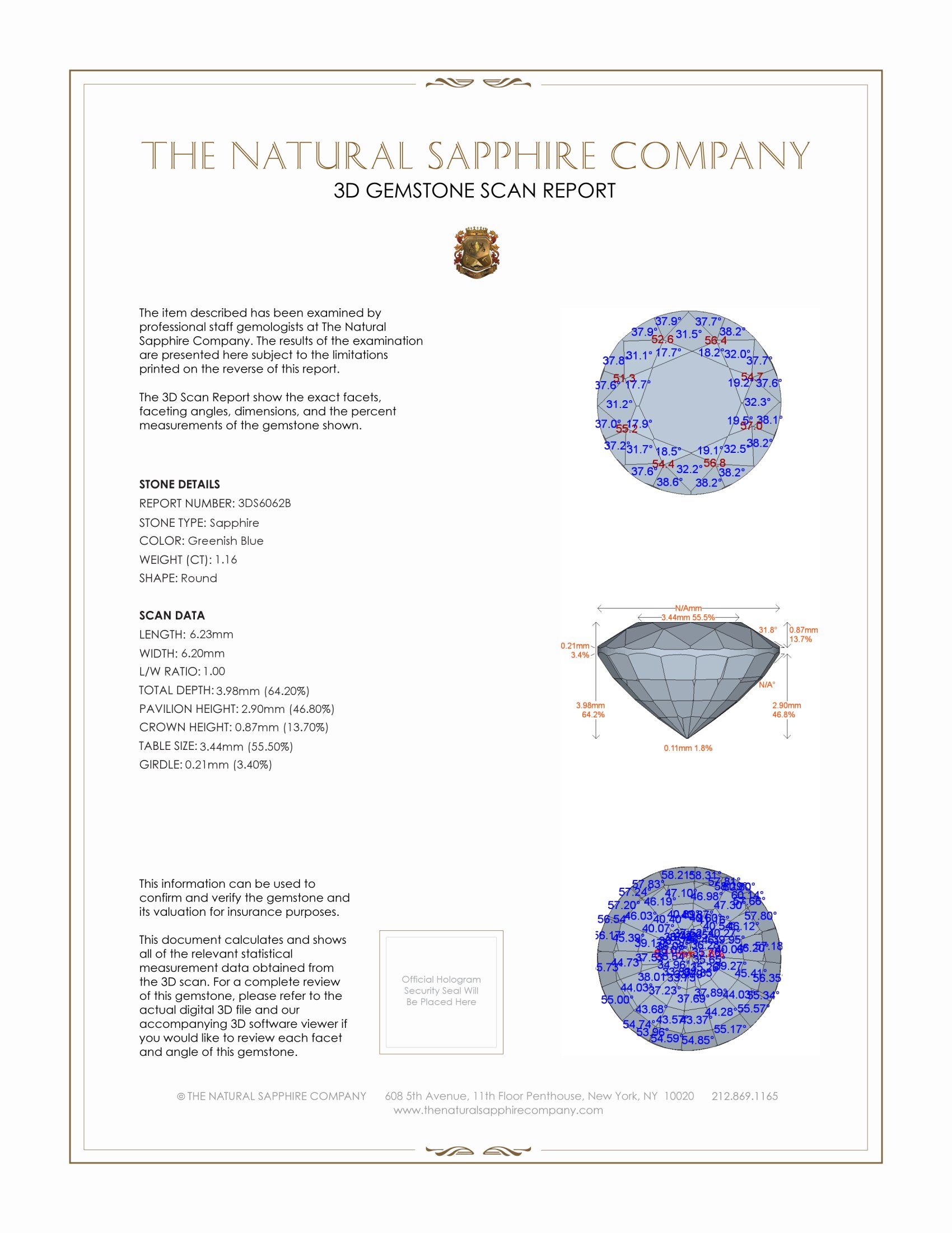 1.16 Ct. Greenish Blue Sapphire from Madagascar