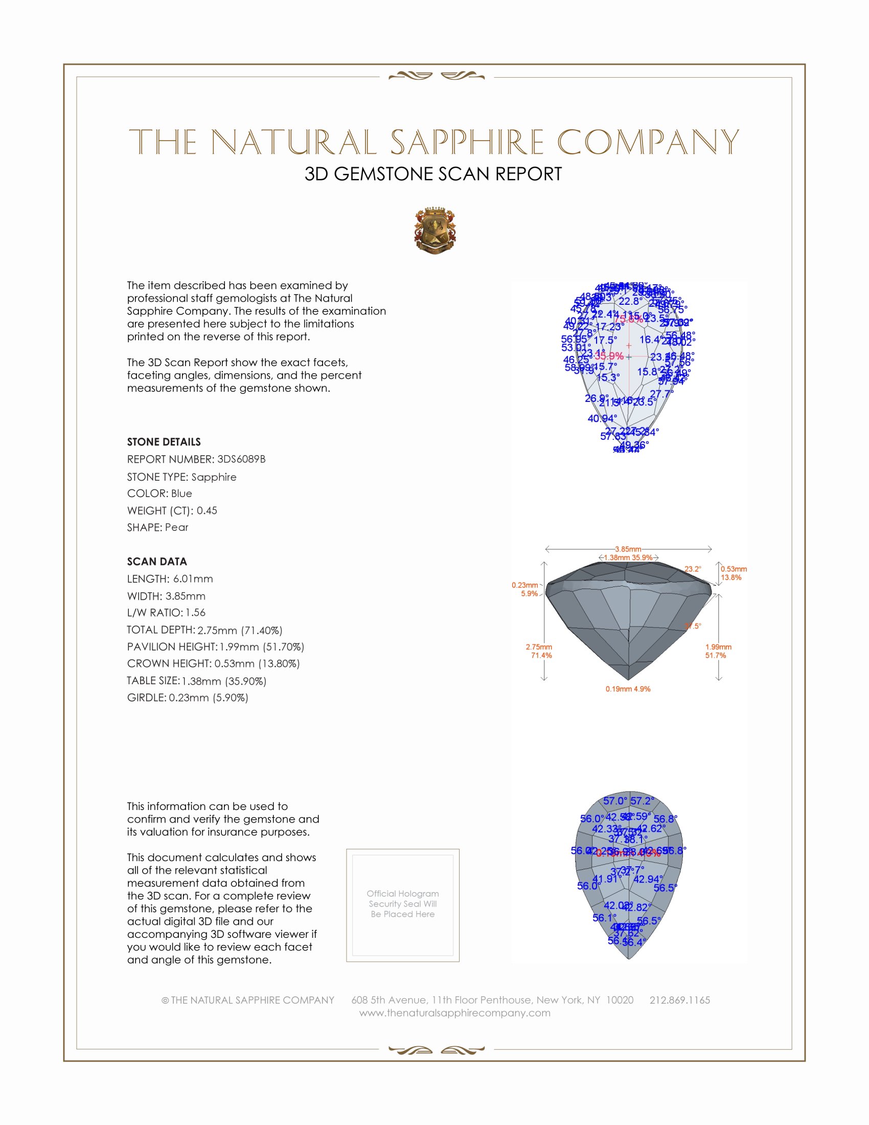 0.45 Ct. Blue Sapphire from Ceylon (Sri Lanka)