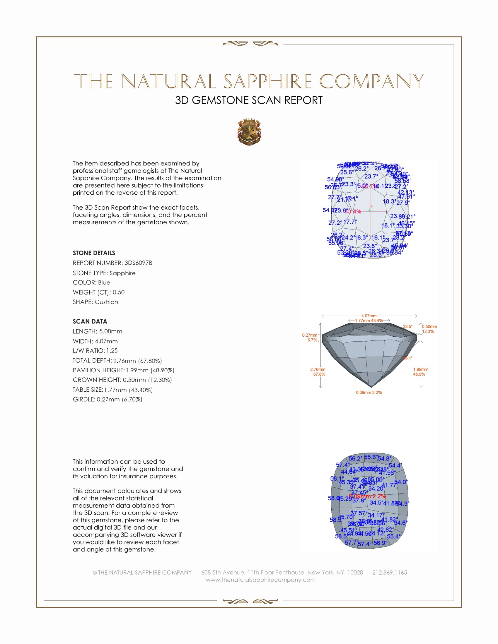 0.50 Ct. Blue Sapphire from Ceylon (Sri Lanka)