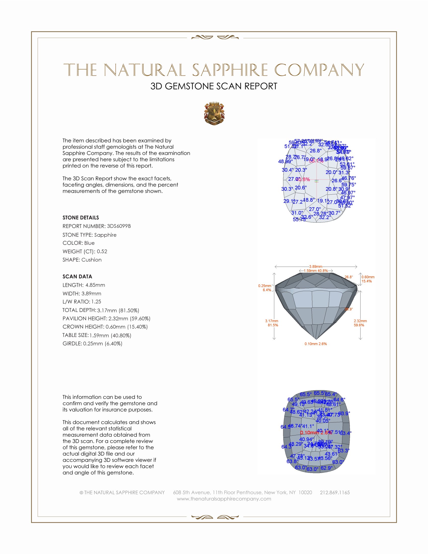 0.52 Ct. Blue Sapphire from Ceylon (Sri Lanka)