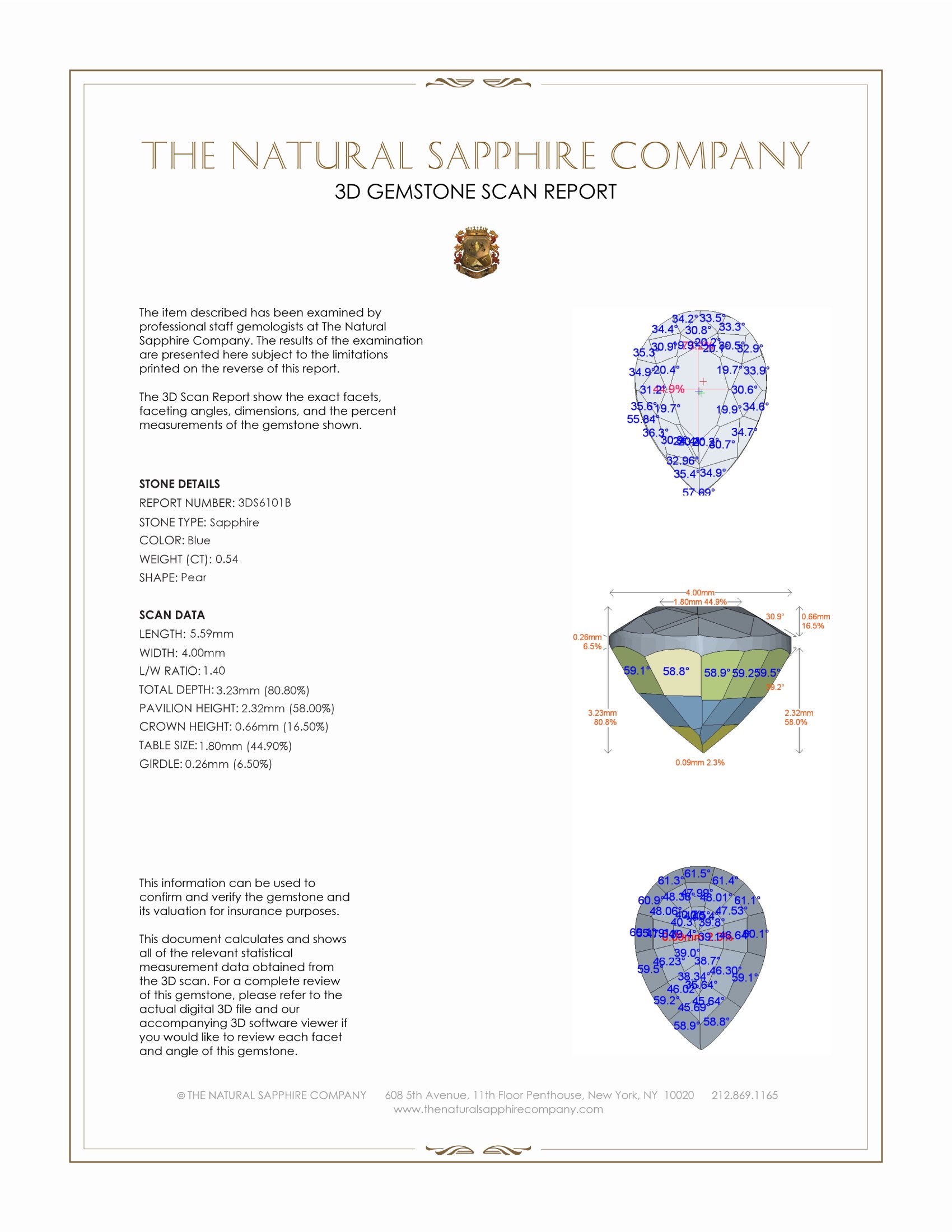 0.54 Ct. Blue Sapphire from Ceylon (Sri Lanka)