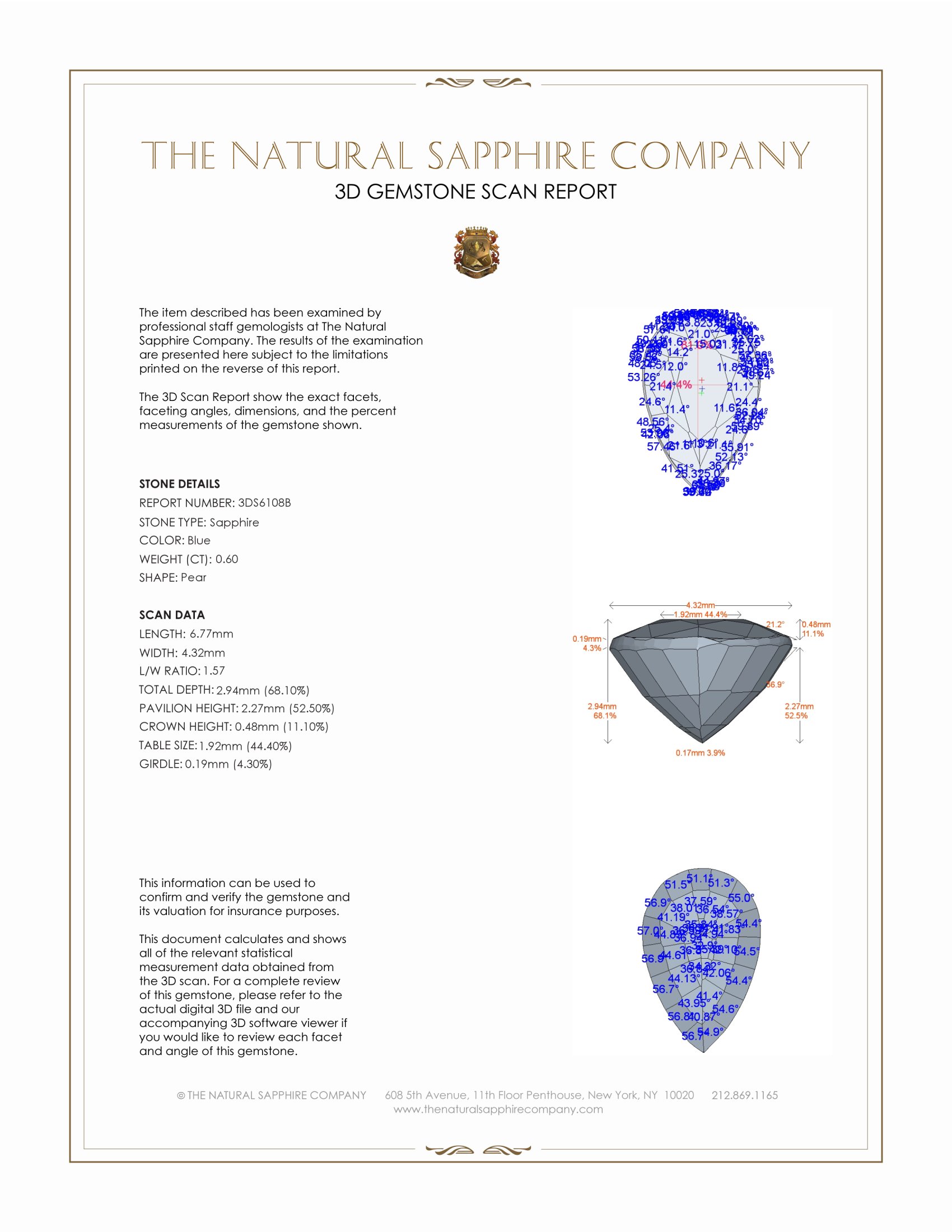 0.60 Ct. Blue Sapphire from Ceylon (Sri Lanka)