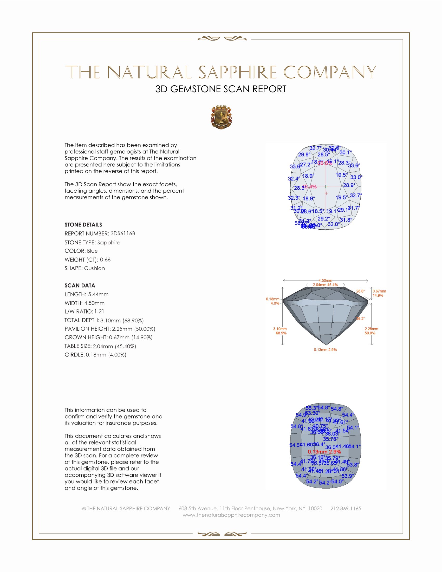 0.66 Ct. Blue Sapphire from Ceylon (Sri Lanka)