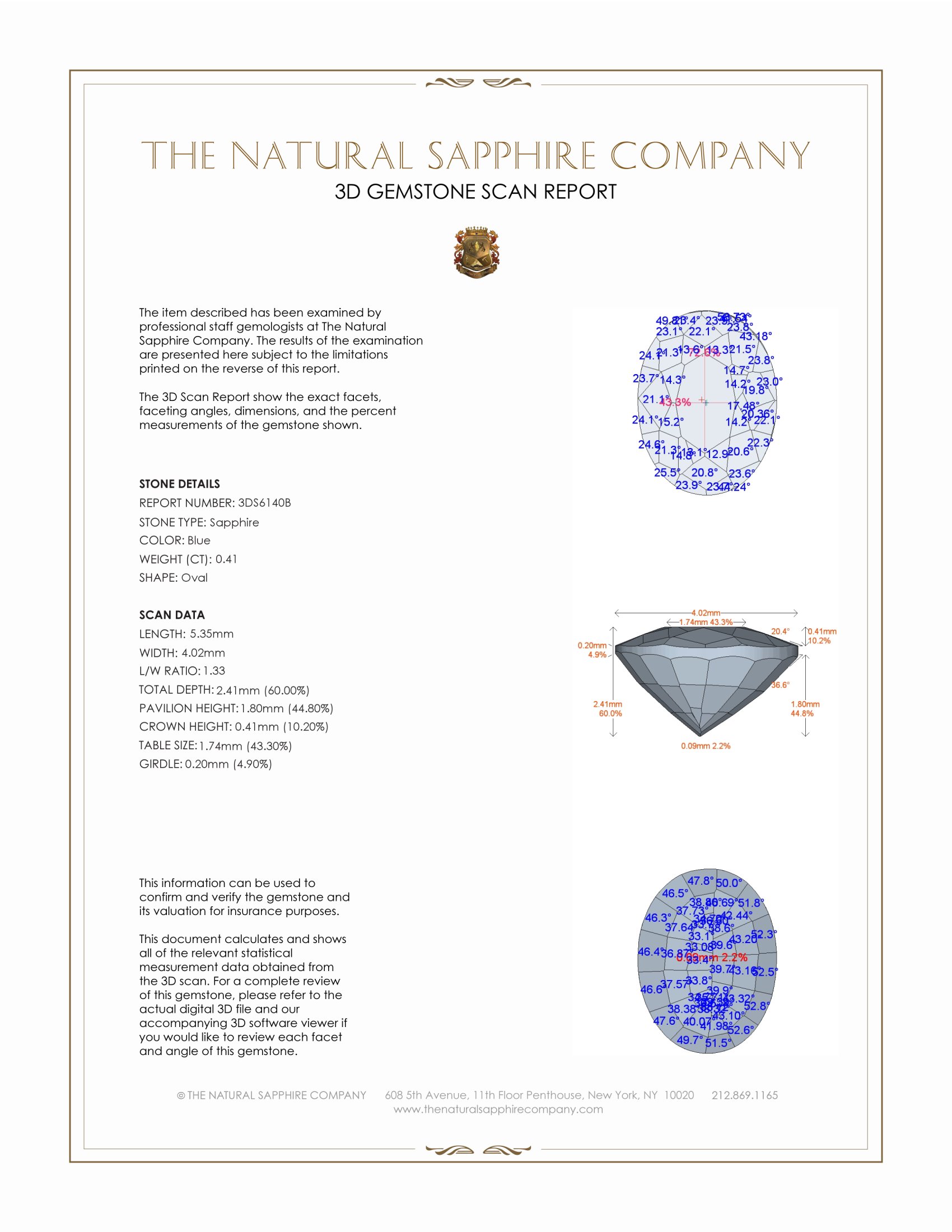 0.41 Ct. Blue Sapphire from Ceylon (Sri Lanka)