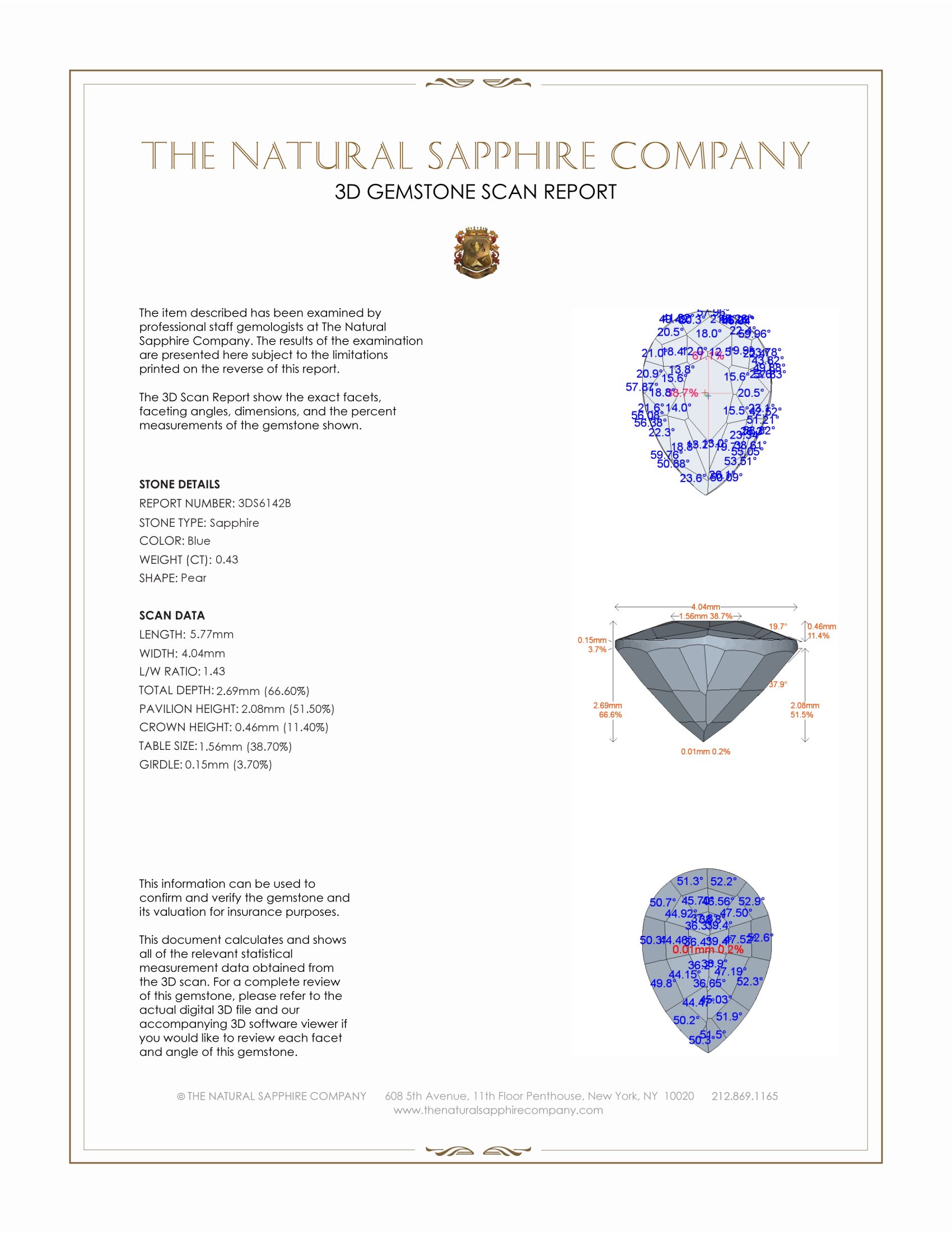 0.43 Ct. Blue Sapphire from Ceylon (Sri Lanka)