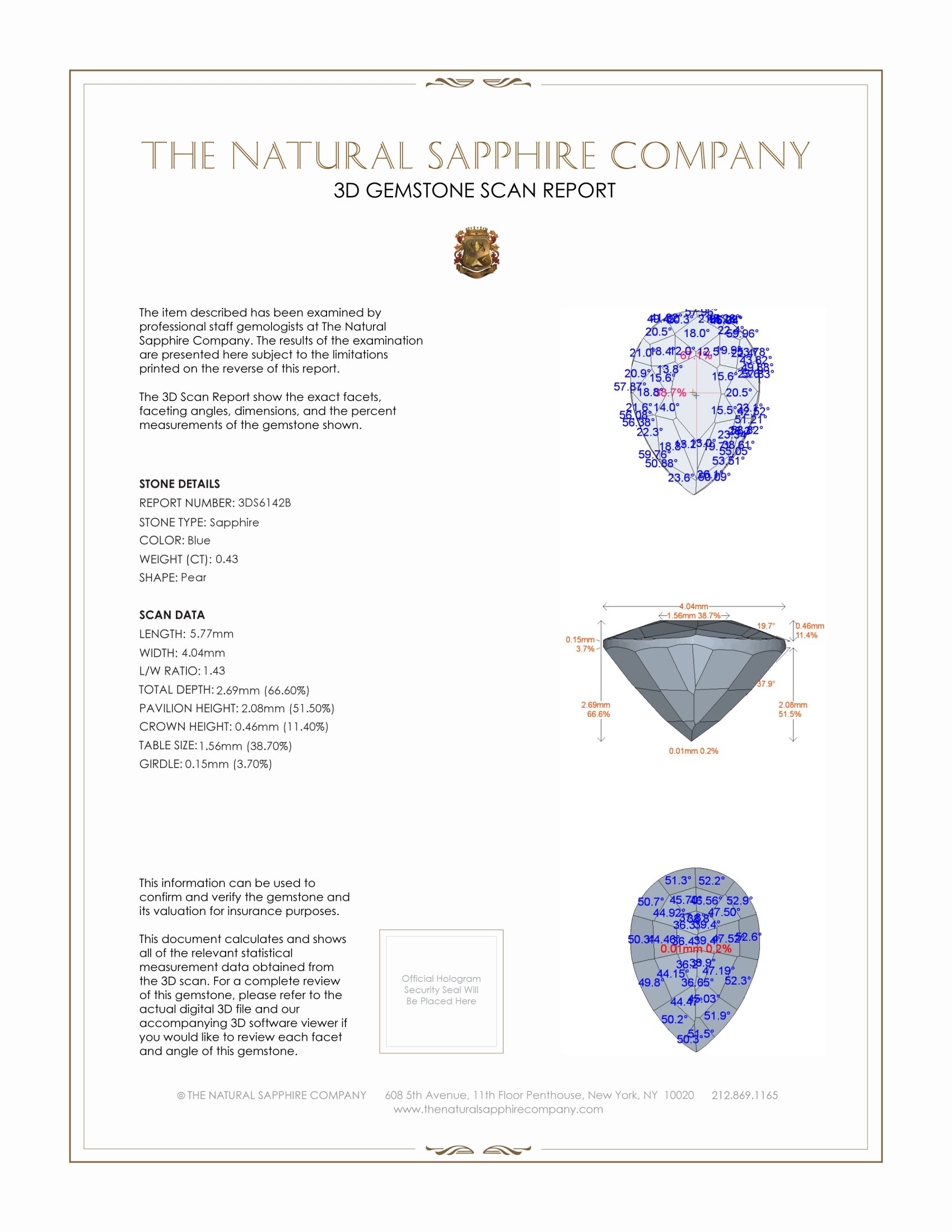 0.43 Ct. Blue Sapphire from Ceylon (Sri Lanka)