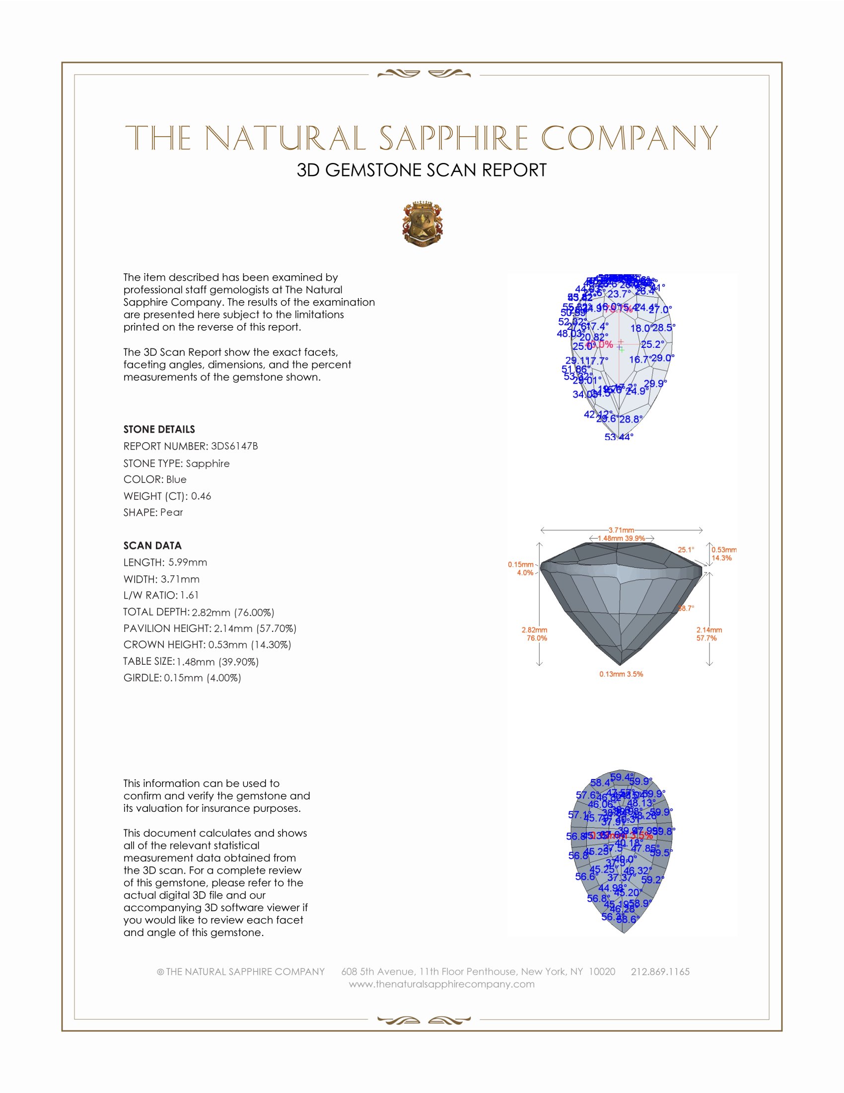 0.46 Ct. Blue Sapphire from Ceylon (Sri Lanka)