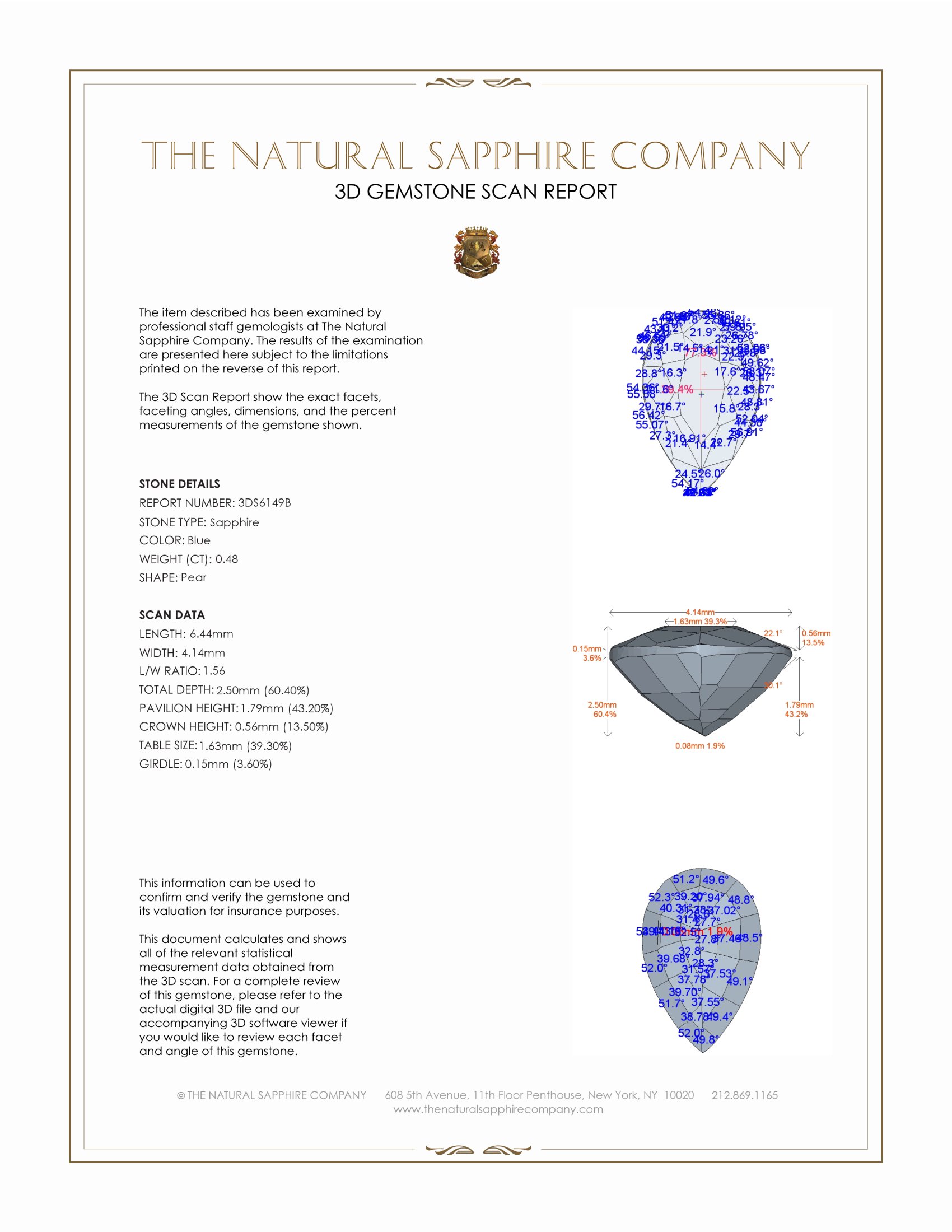 0.48 Ct. Blue Sapphire from Ceylon (Sri Lanka)