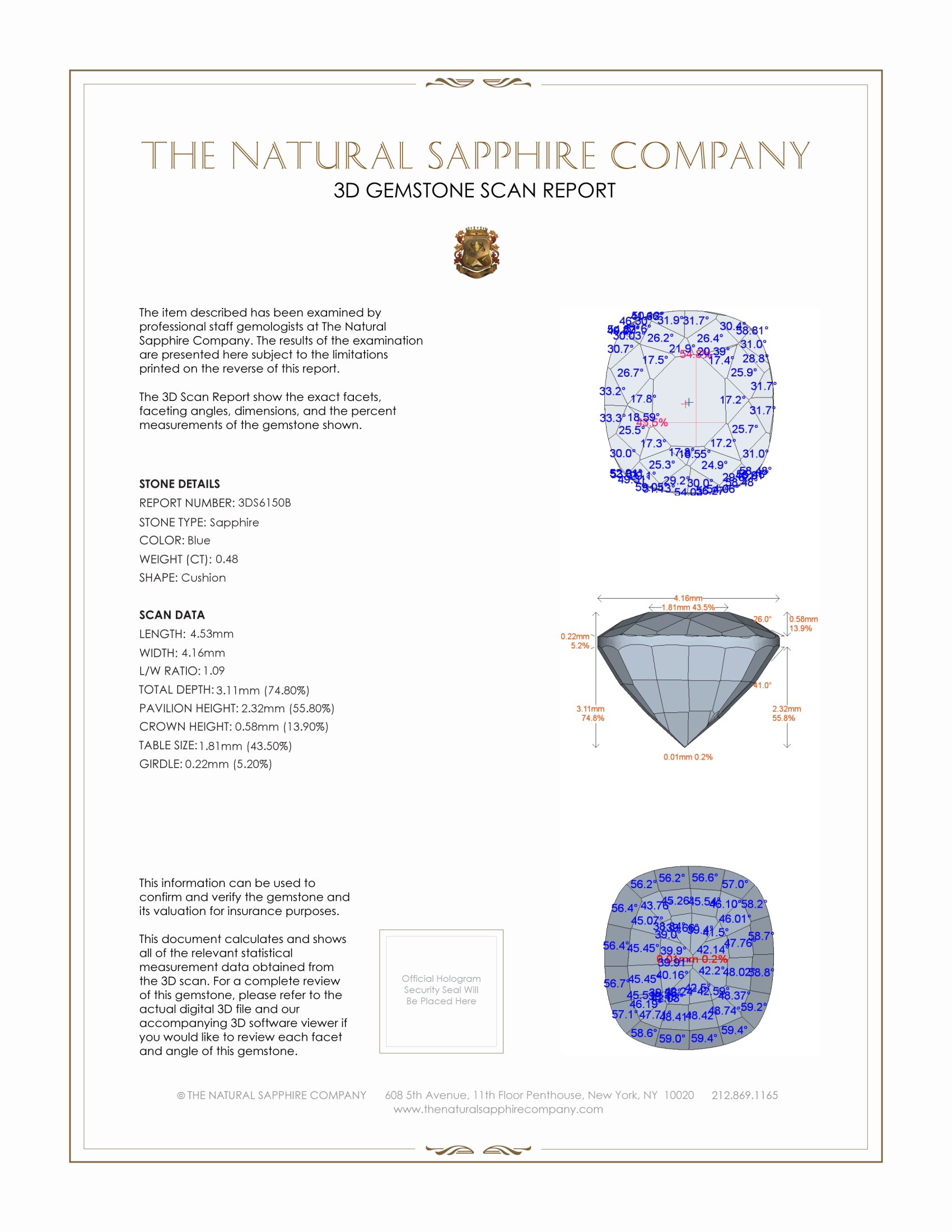 0.48 Ct. Blue Sapphire from Ceylon (Sri Lanka)