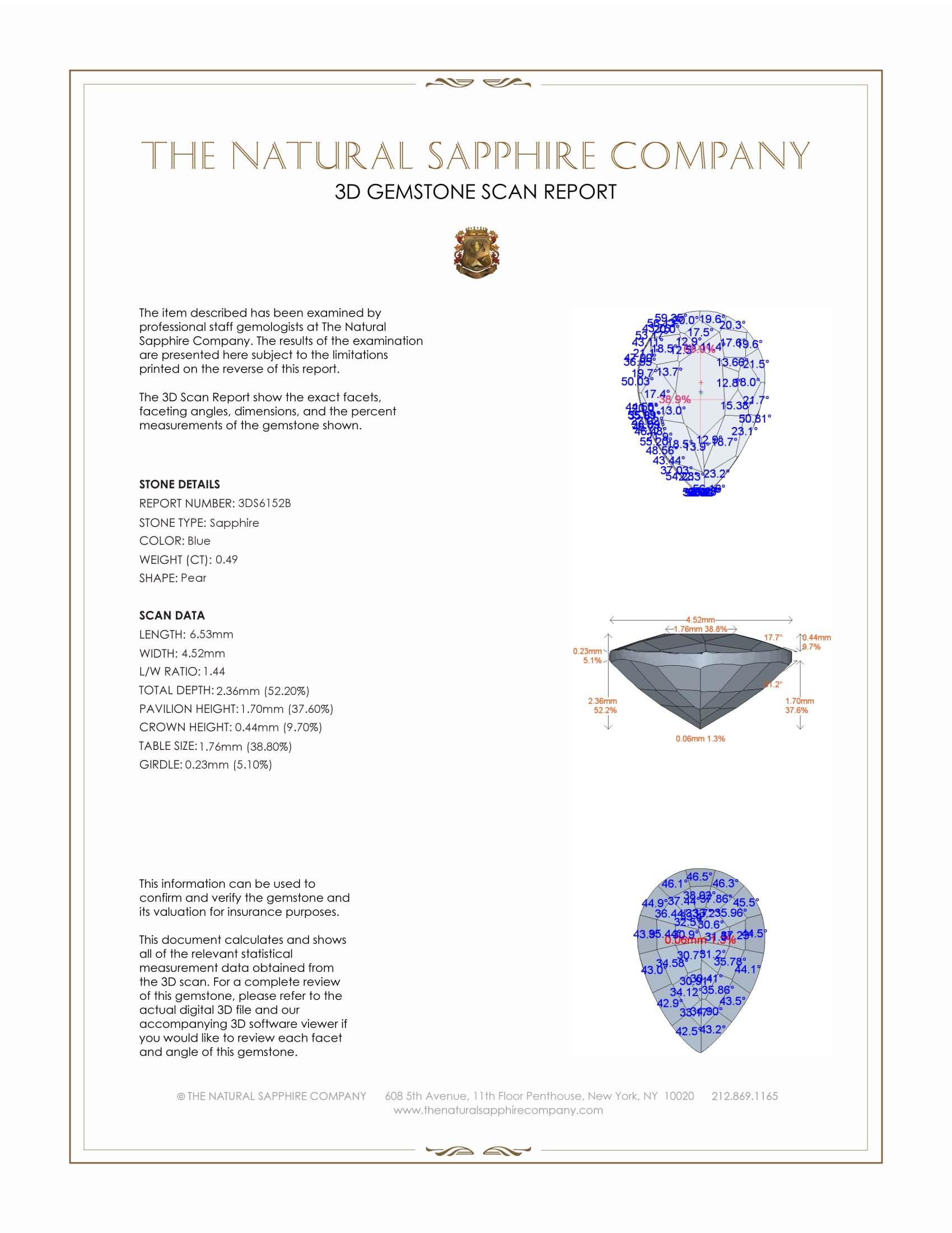 0.49 Ct. Blue Sapphire from Ceylon (Sri Lanka)