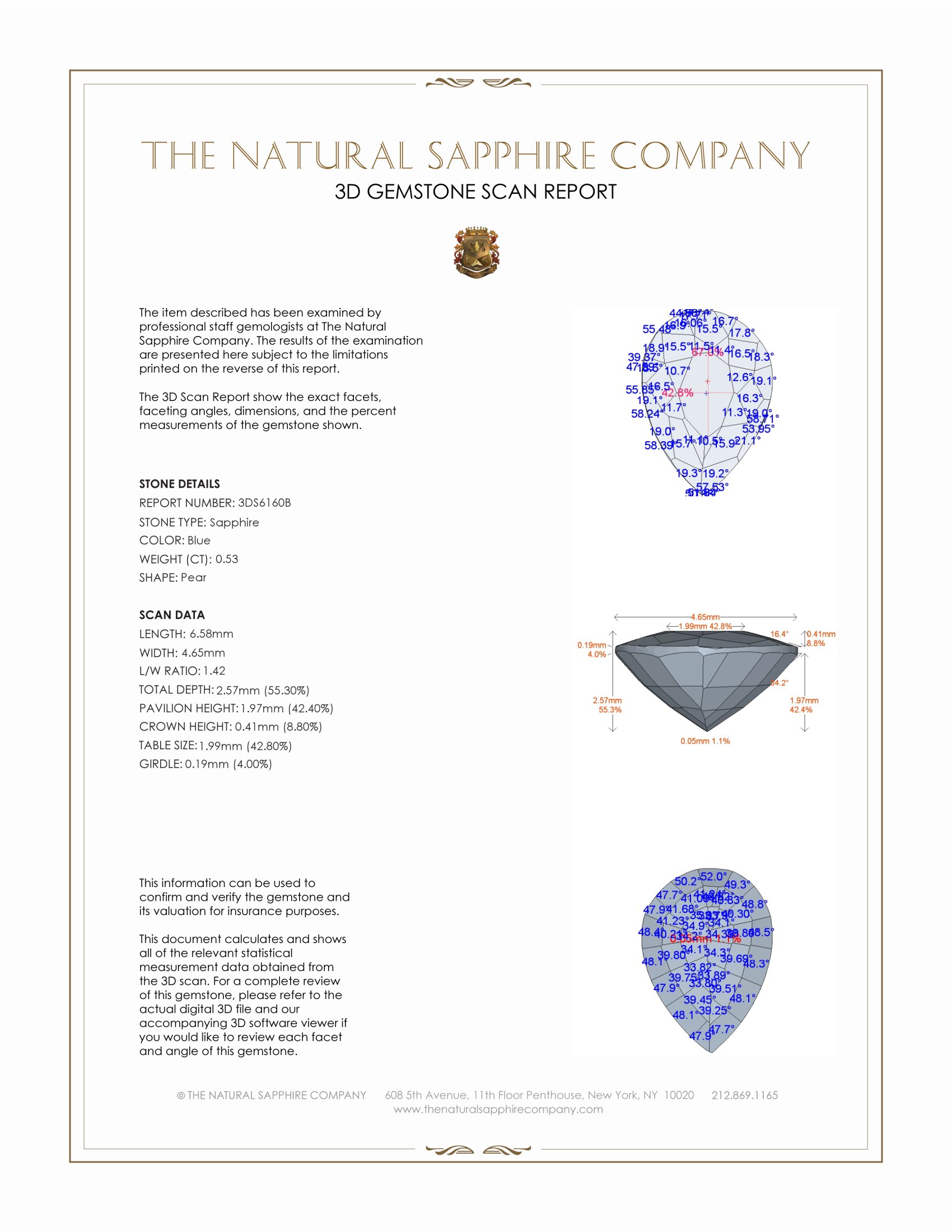 0.53 Ct. Blue Sapphire from Ceylon (Sri Lanka)