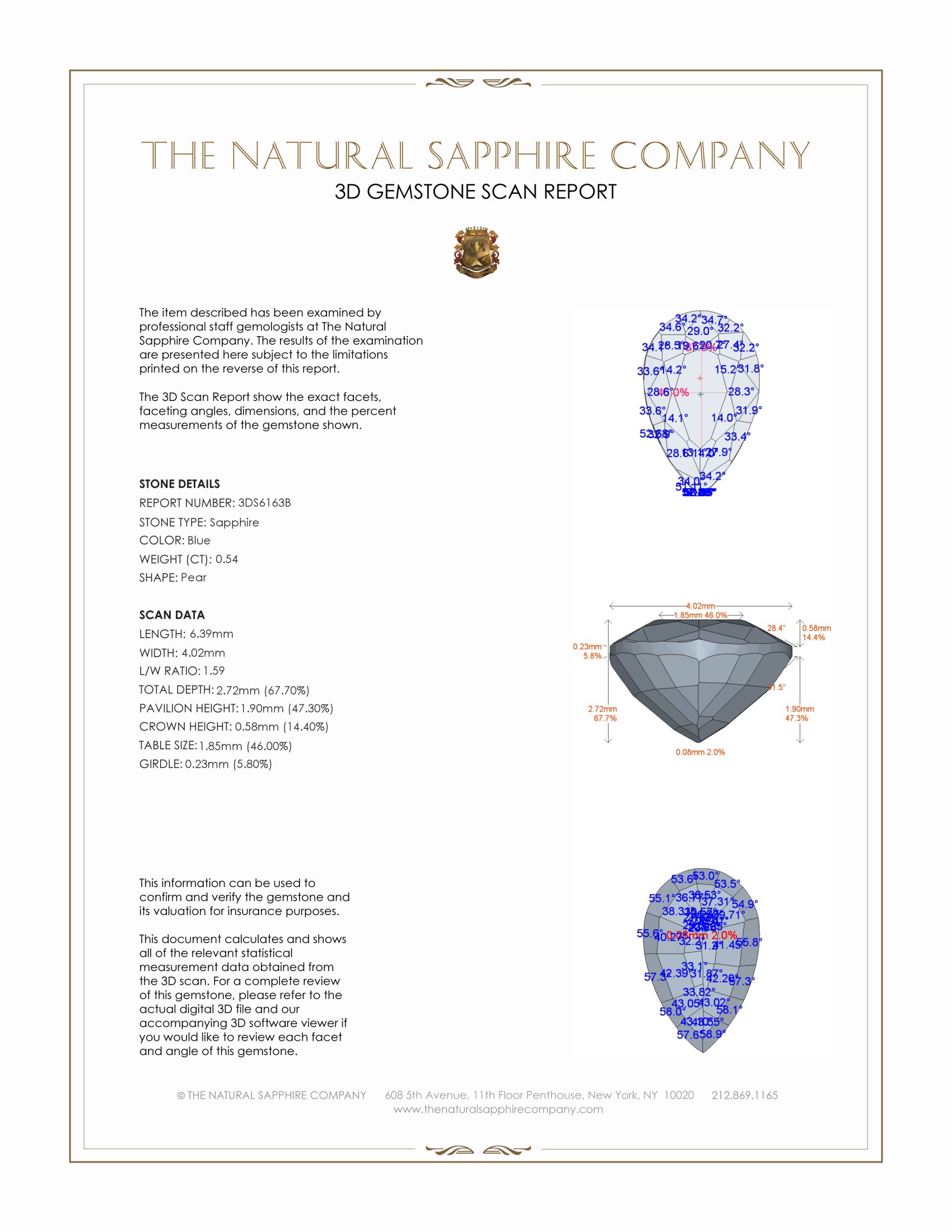 0.54 Ct. Blue Sapphire from Ceylon (Sri Lanka)