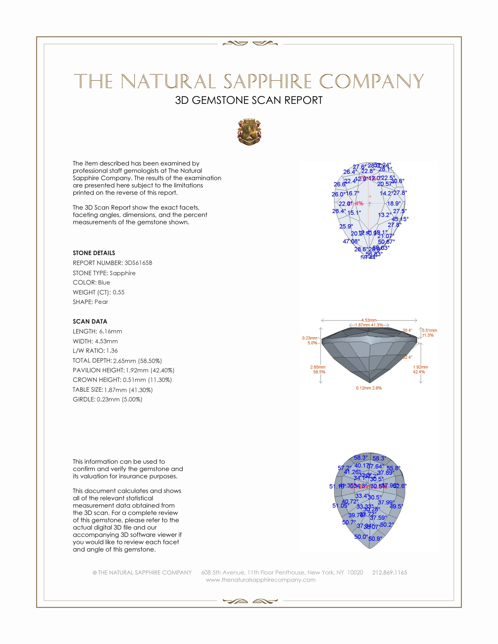 0.55 Ct. Blue Sapphire from Ceylon (Sri Lanka)