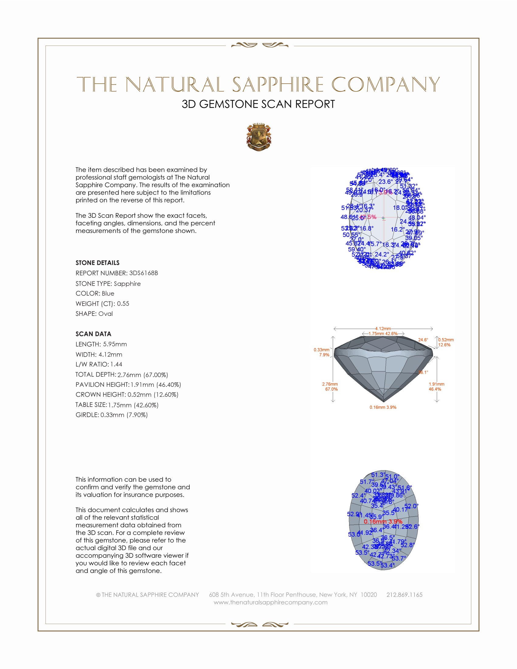 0.55 Ct. Blue Sapphire from Ceylon (Sri Lanka)