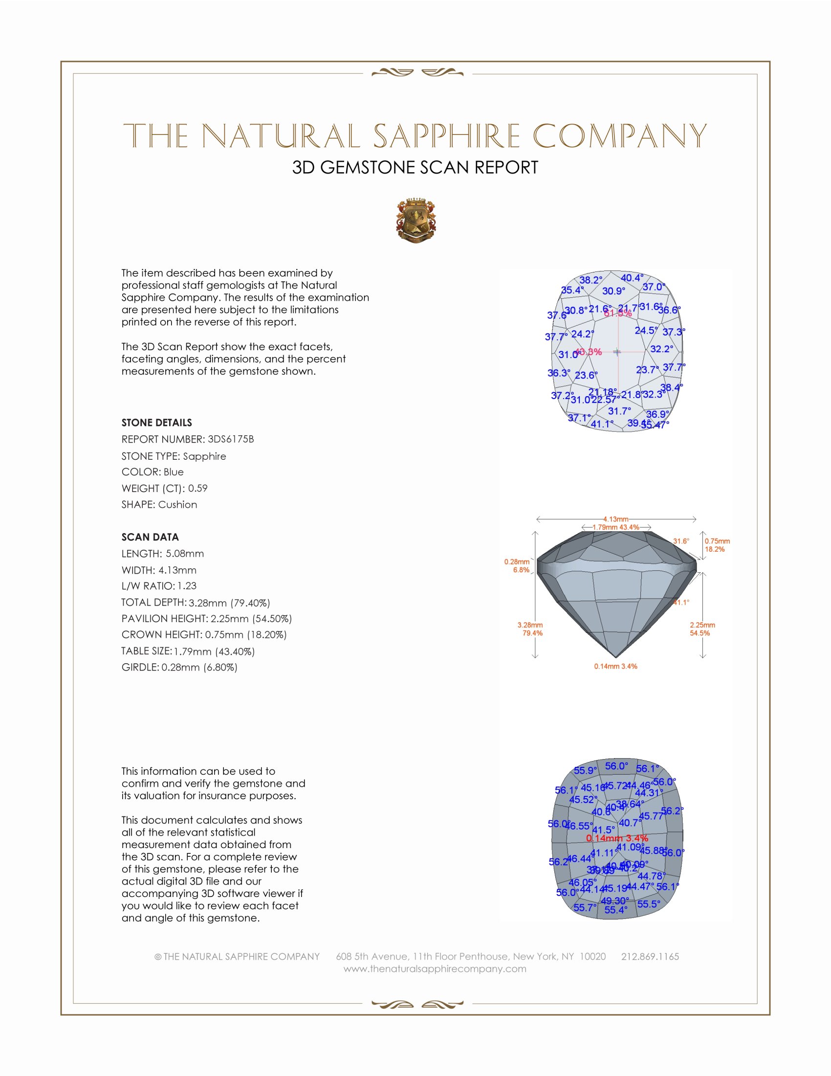 0.59 Ct. Blue Sapphire from Ceylon (Sri Lanka)