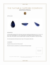 0.63 Ct. Blue Sapphire from Ceylon (Sri Lanka) Appraisal