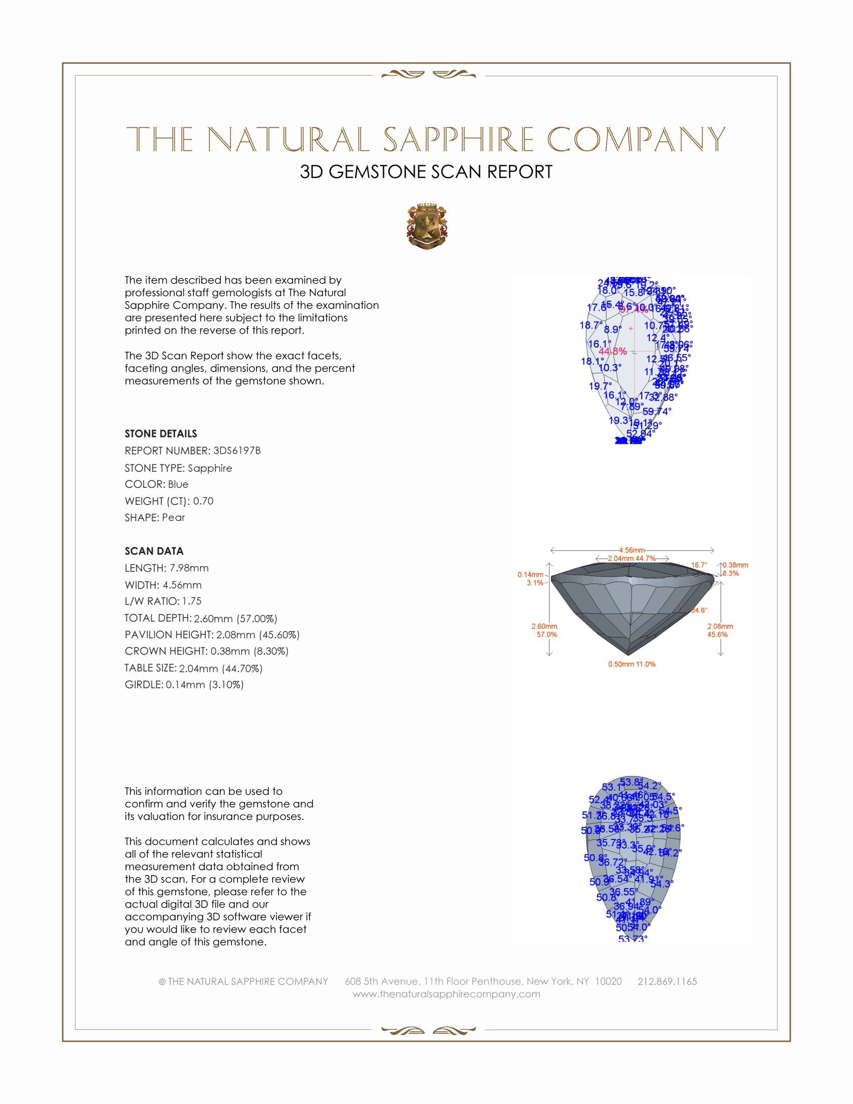 0.70 Ct. Blue Sapphire from Ceylon (Sri Lanka)