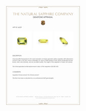 2.50 Ct. Greenish Yellow Sapphire from Ceylon (Sri Lanka) Appraisal