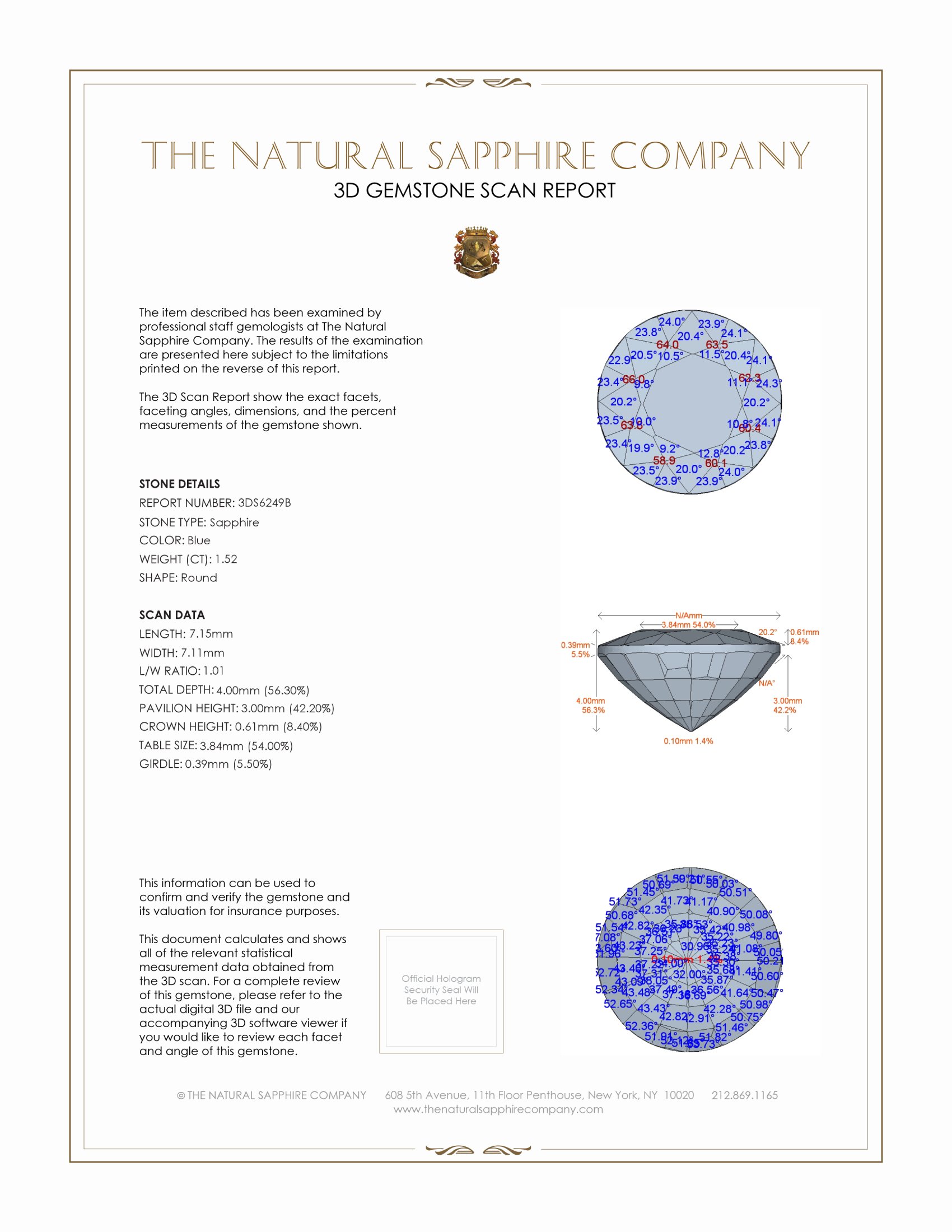 1.52 Ct. Blue Sapphire from Ceylon (Sri Lanka)