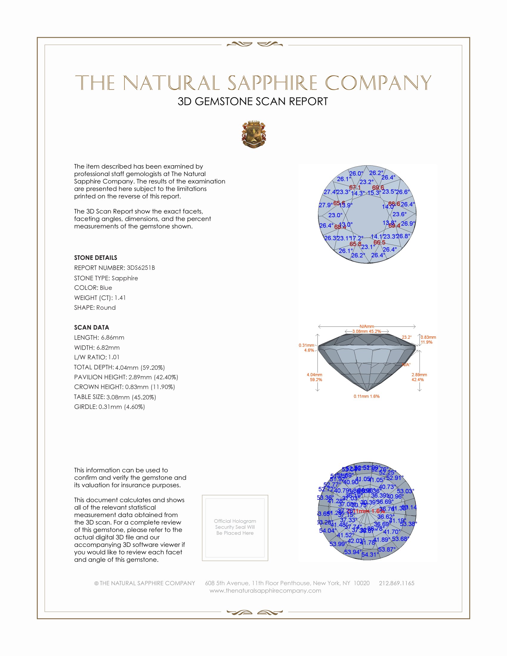 1.41 Ct. Blue Sapphire from Ceylon (Sri Lanka)