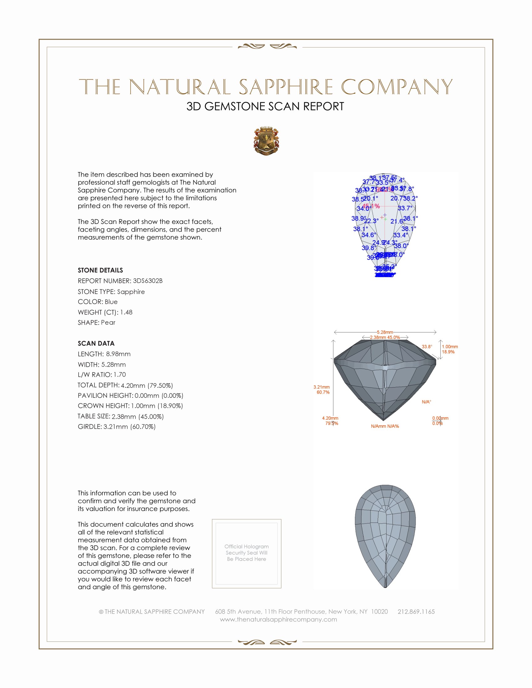 1.48 Ct. Blue Sapphire from Ceylon (Sri Lanka)