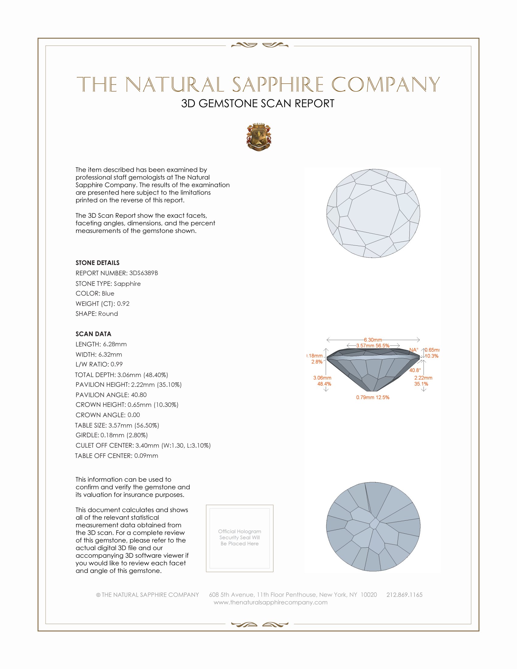 0.92 Ct. Blue Sapphire from Ceylon (Sri Lanka)