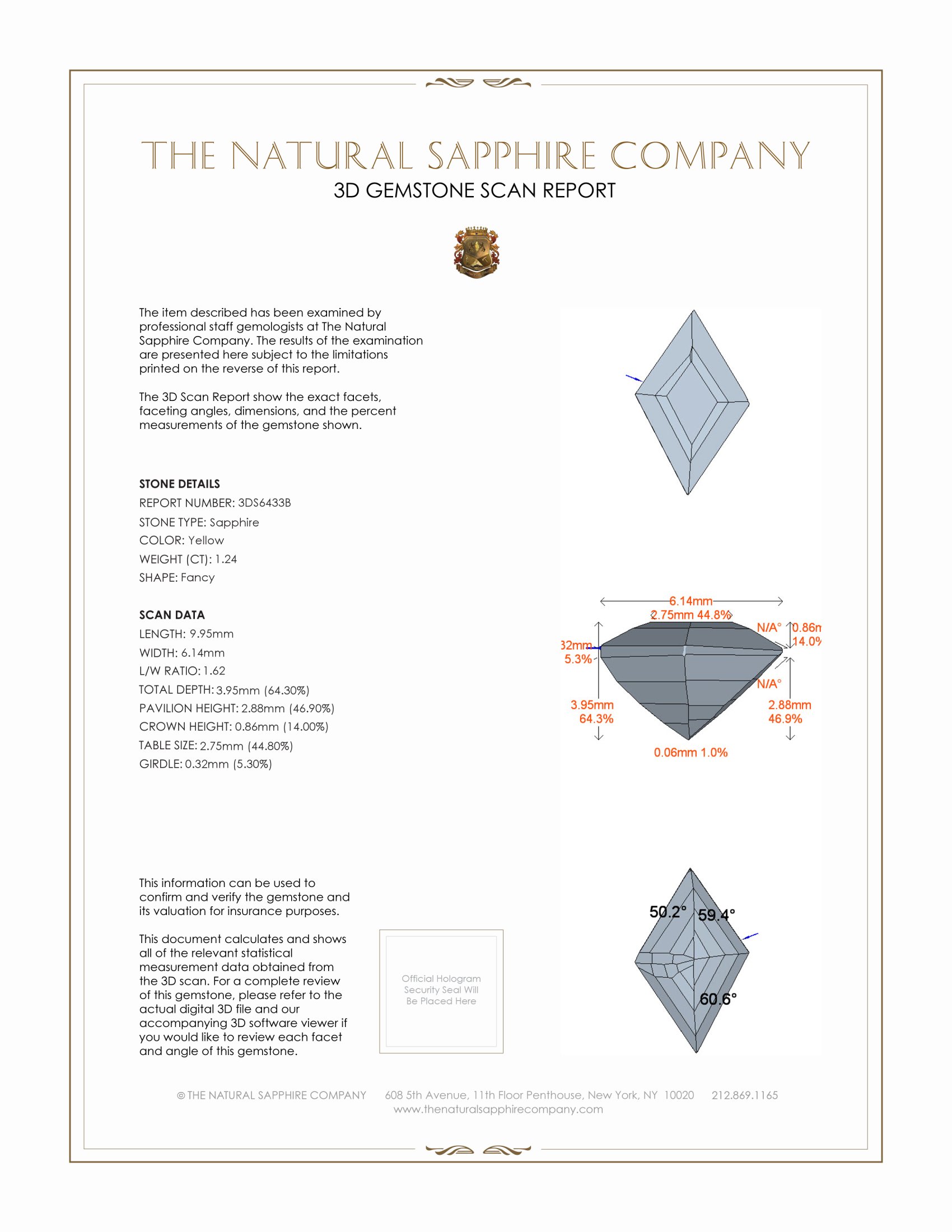 1.24 Ct. Yellow Sapphire from Ceylon (Sri Lanka)