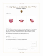 0.71 Ct. Pink Sapphire from Ceylon (Sri Lanka) Appraisal