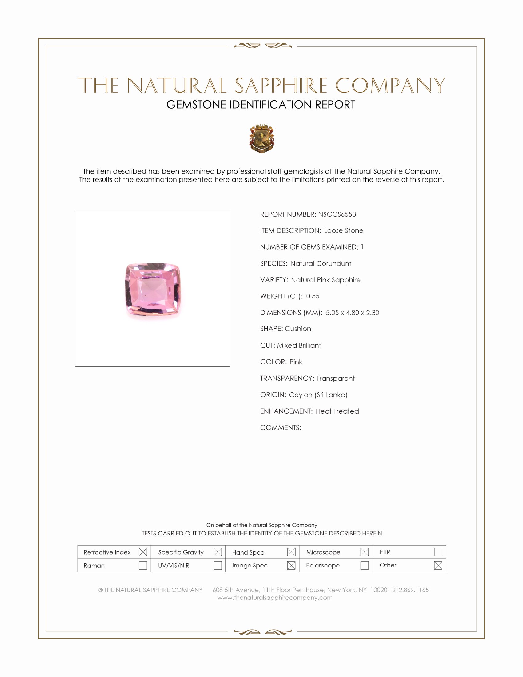 0.55 Ct. Pink Sapphire from Ceylon (Sri Lanka)