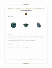 3.03 Ct. Greenish Blue Sapphire from Ceylon (Sri Lanka) Appraisal