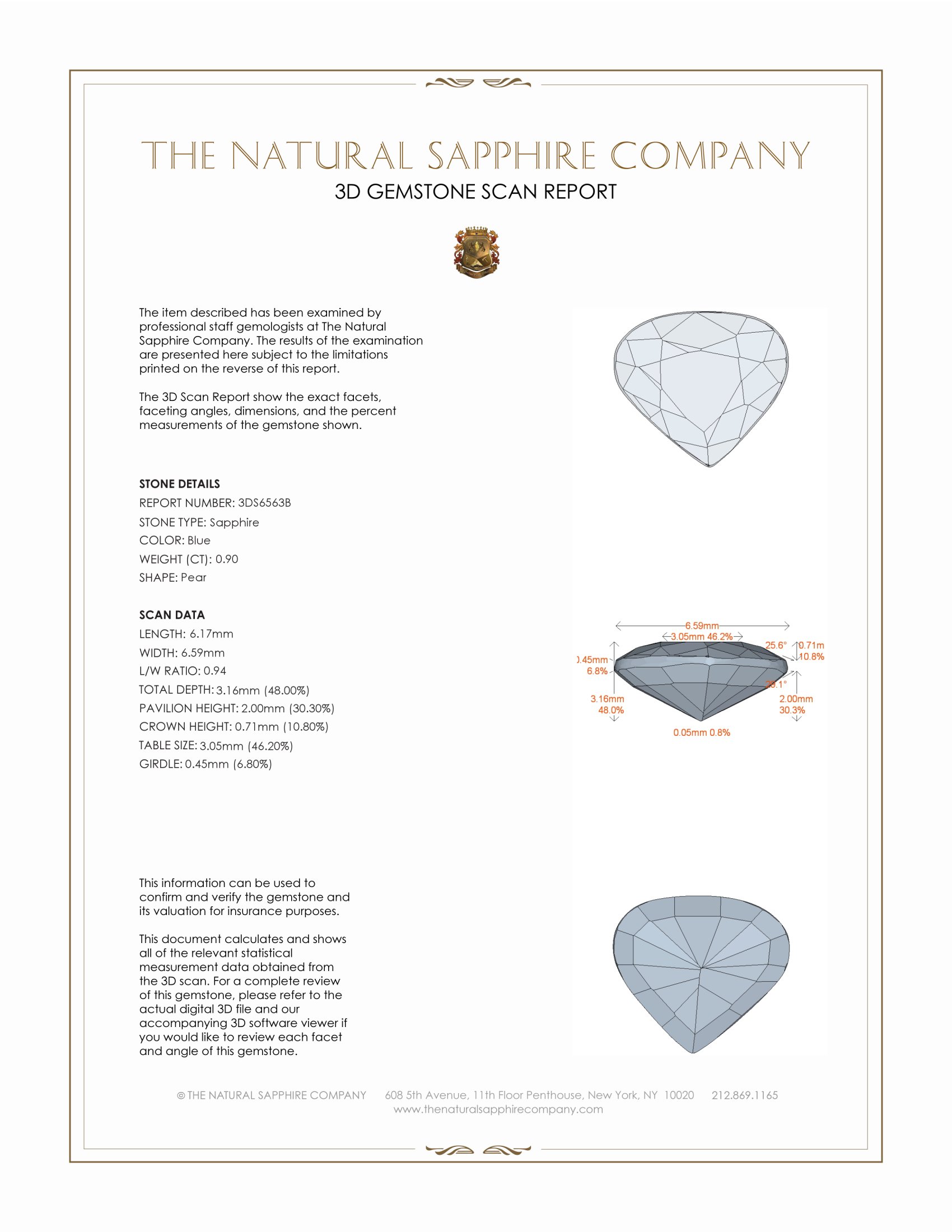 0.90 Ct. Blue Sapphire from Ceylon (Sri Lanka)