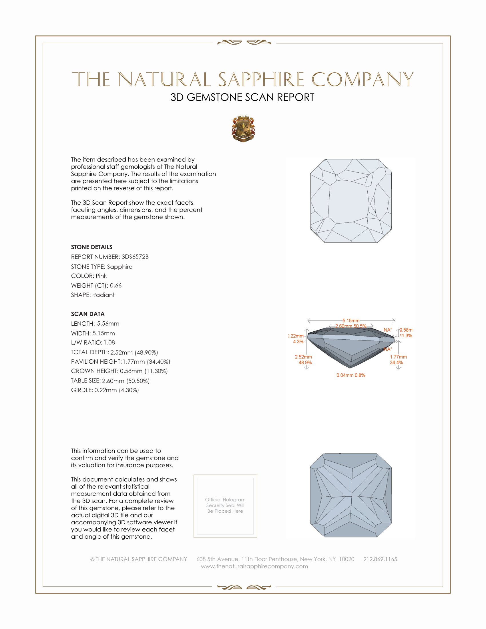 0.66 Ct. Pink Sapphire from Ceylon (Sri Lanka)