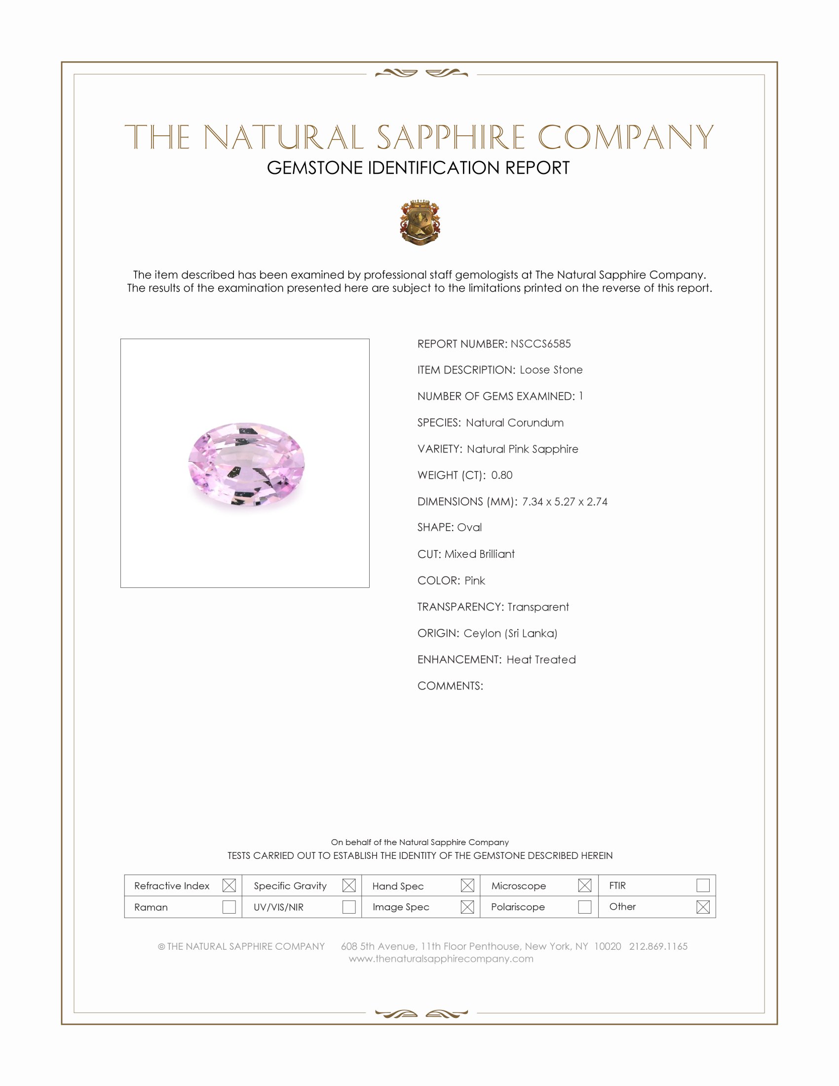 0.80 Ct. Pink Sapphire from Ceylon (Sri Lanka)