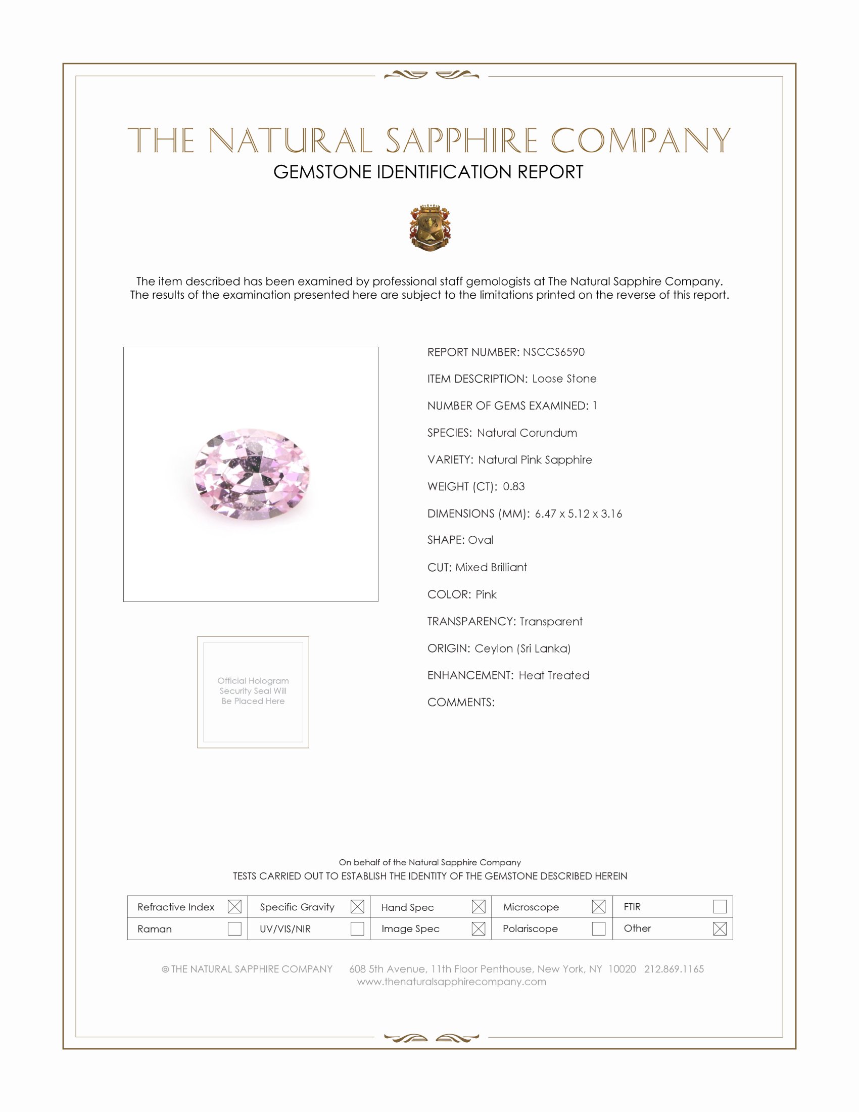 0.83 Ct. Pink Sapphire from Ceylon (Sri Lanka)
