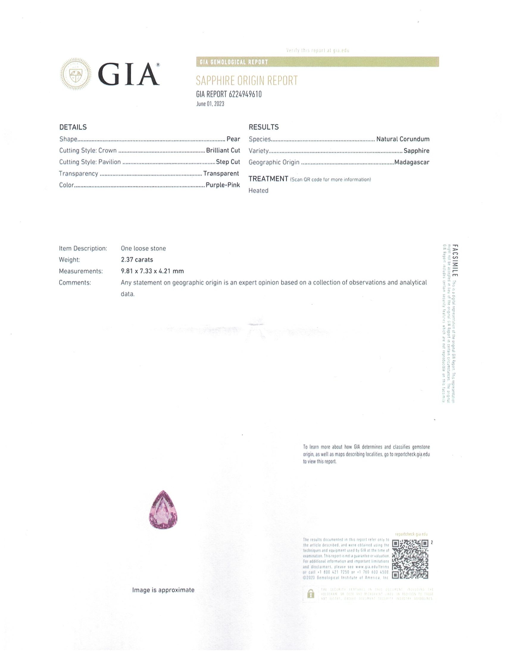 2.37 Ct. Pink Sapphire from Madagascar