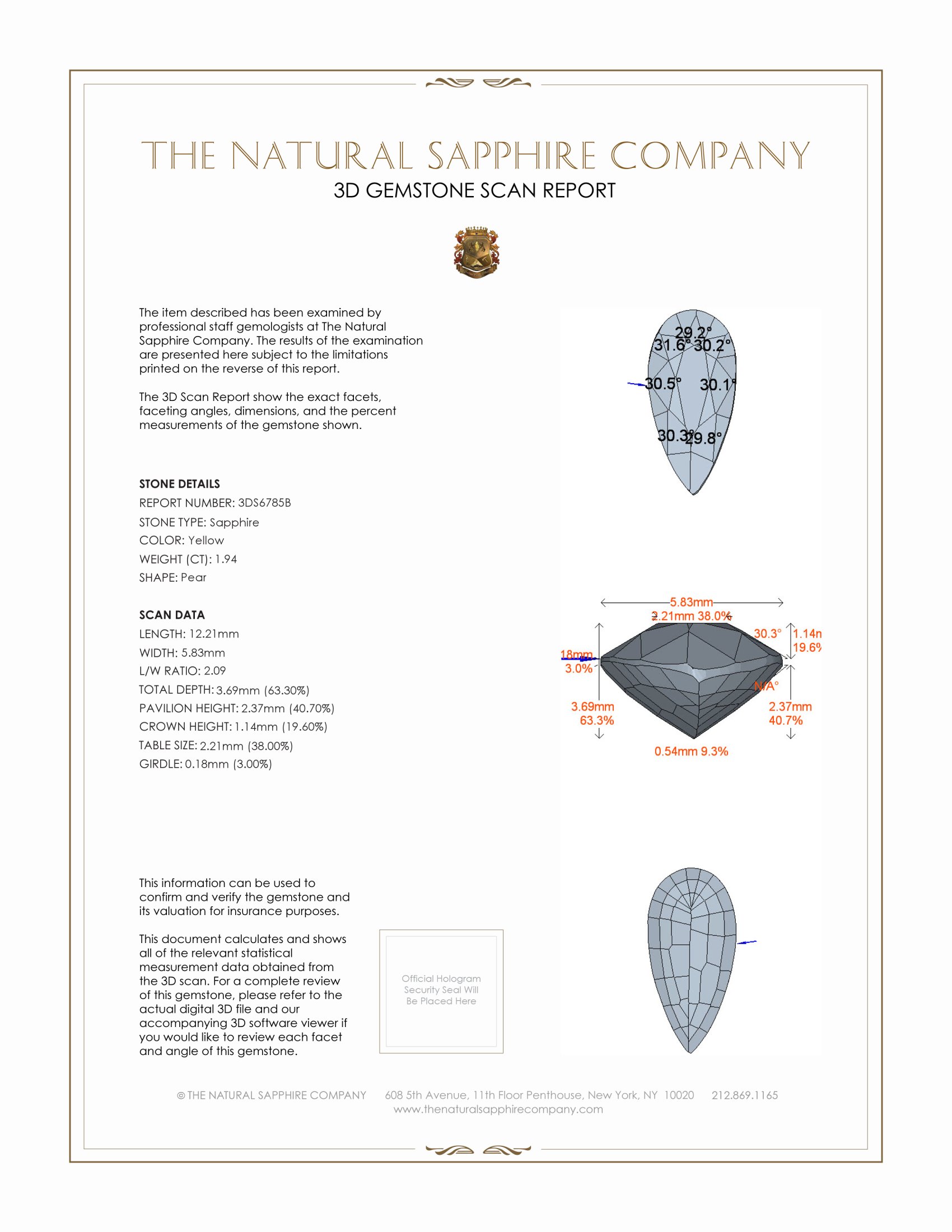 1.94 Ct. Yellow Sapphire from Ceylon (Sri Lanka)