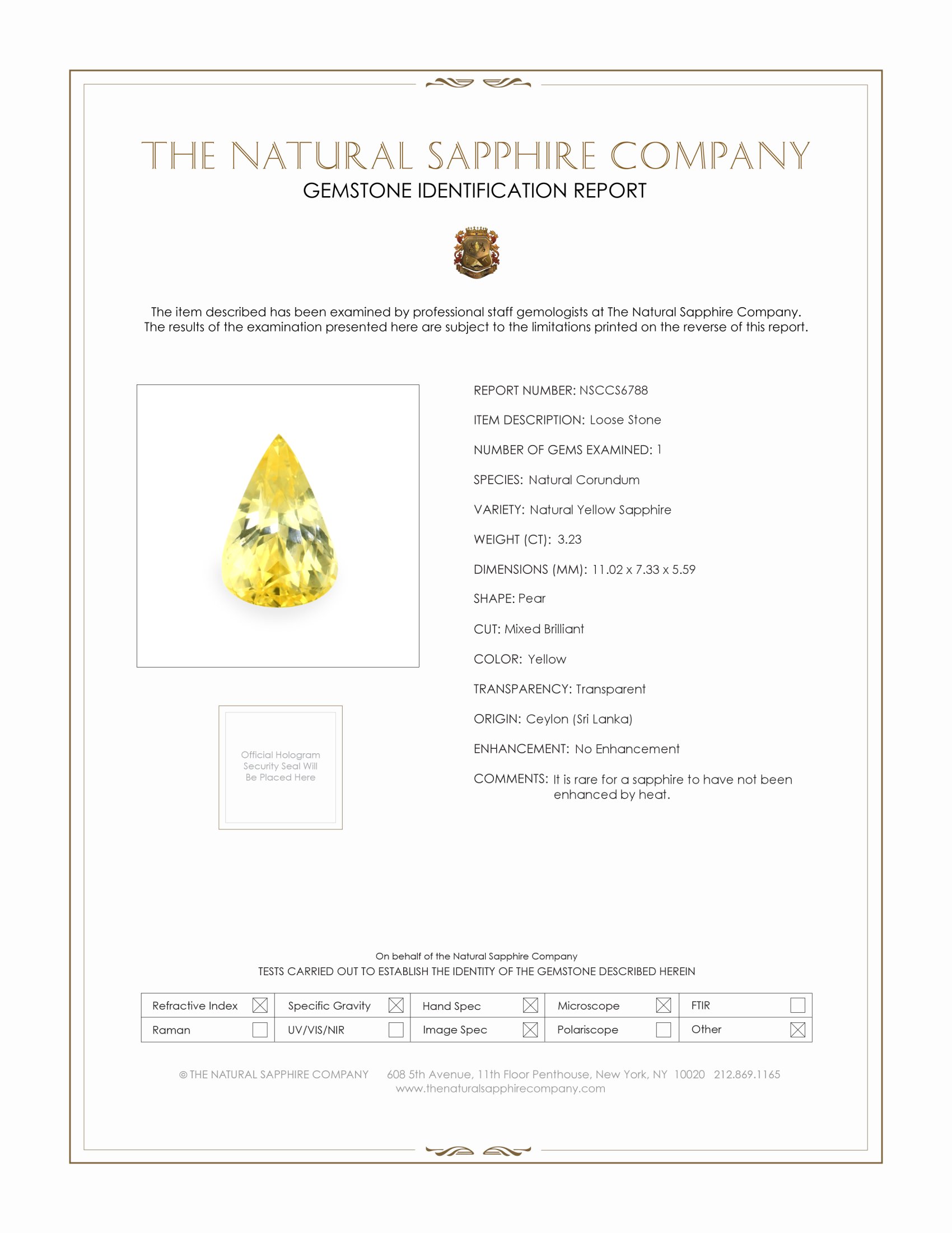 3.23 Ct. Yellow Sapphire from Ceylon (Sri Lanka)