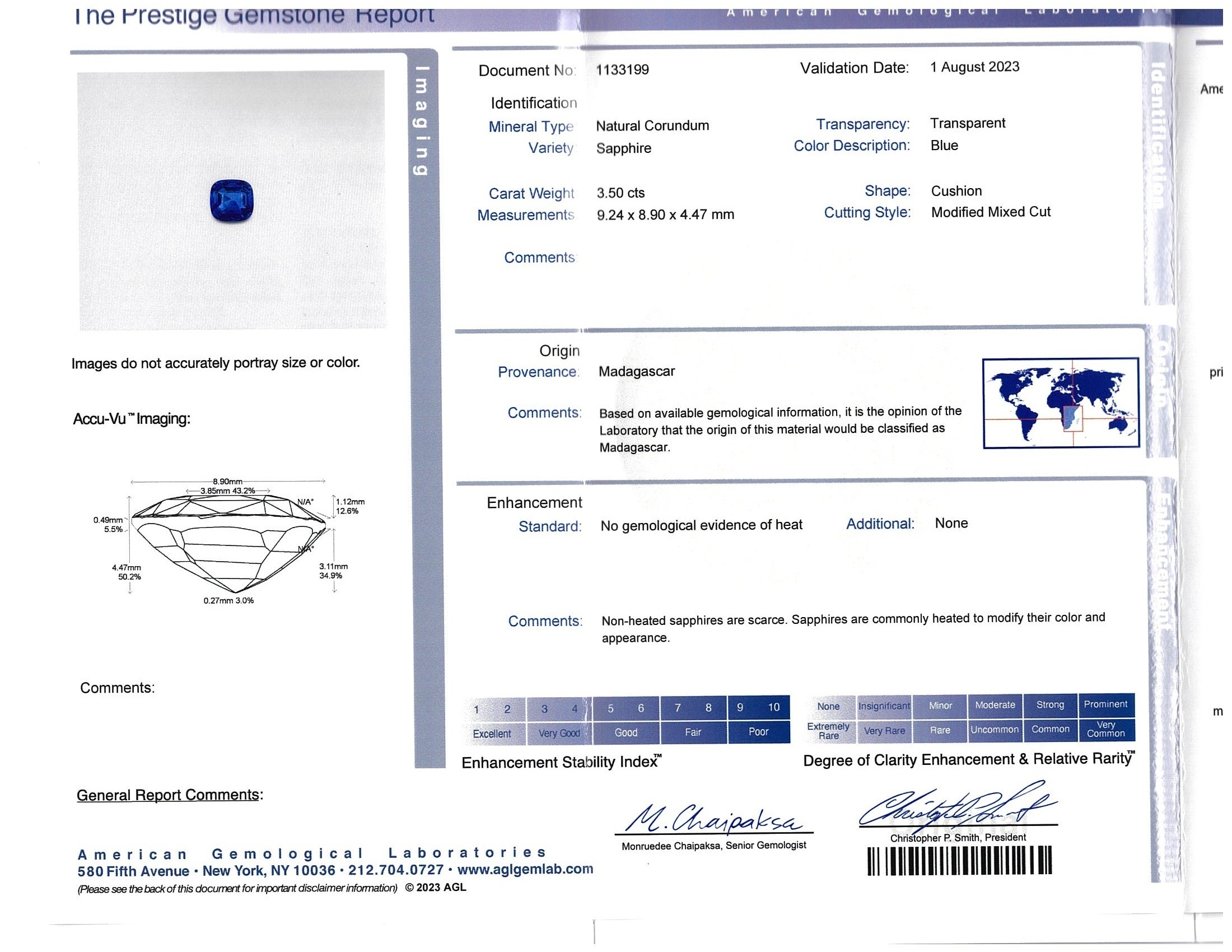 3.50 Ct. Blue Sapphire from Madagascar