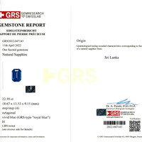 22.39 Ct. Blue Sapphire from Ceylon (Sri Lanka) Scan Report
