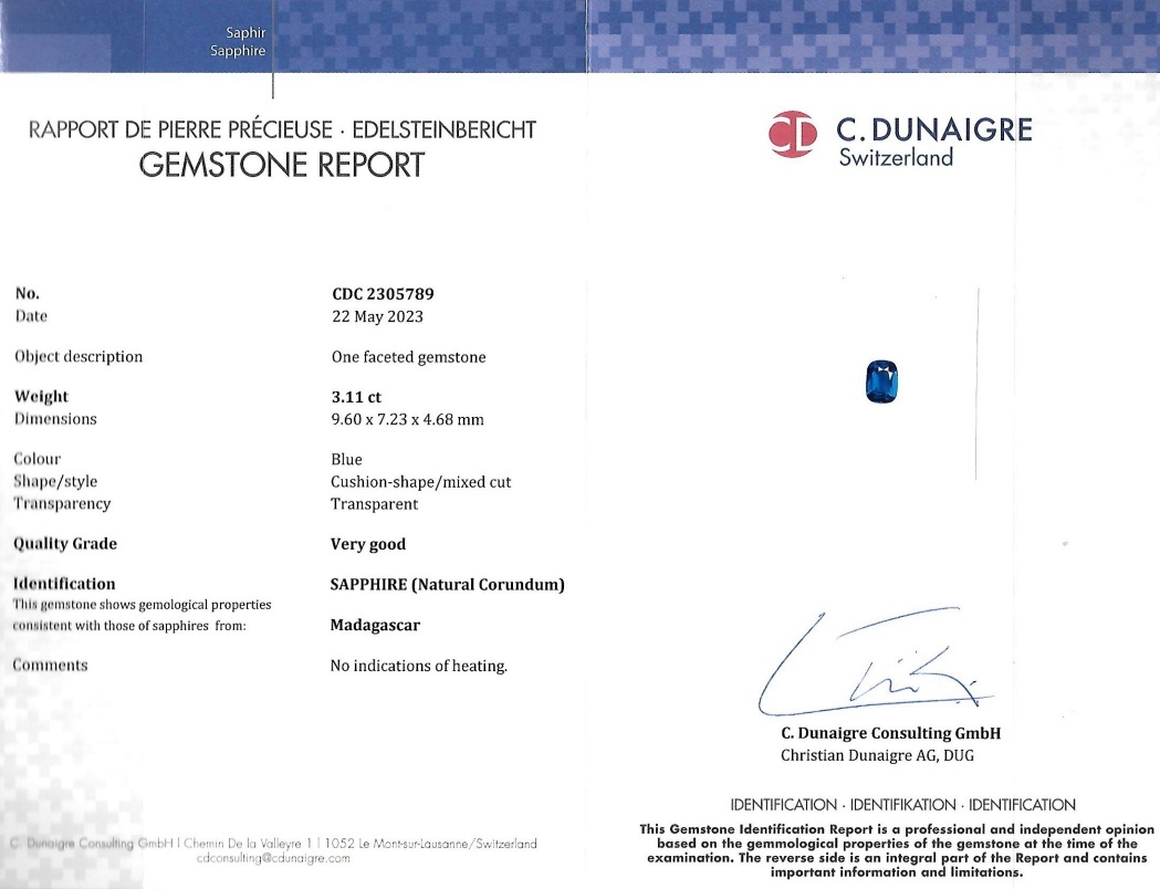 3.11 Ct. Blue Sapphire from Madagascar