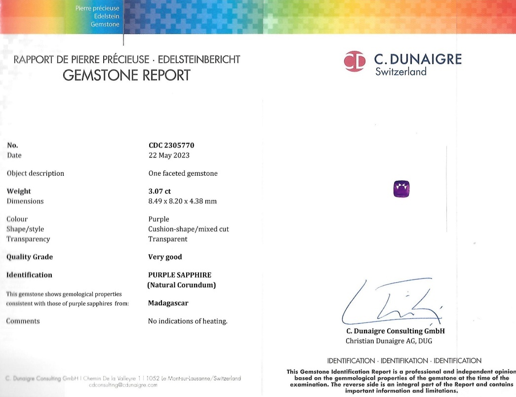 3.07 Ct. Purple Sapphire from Madagascar