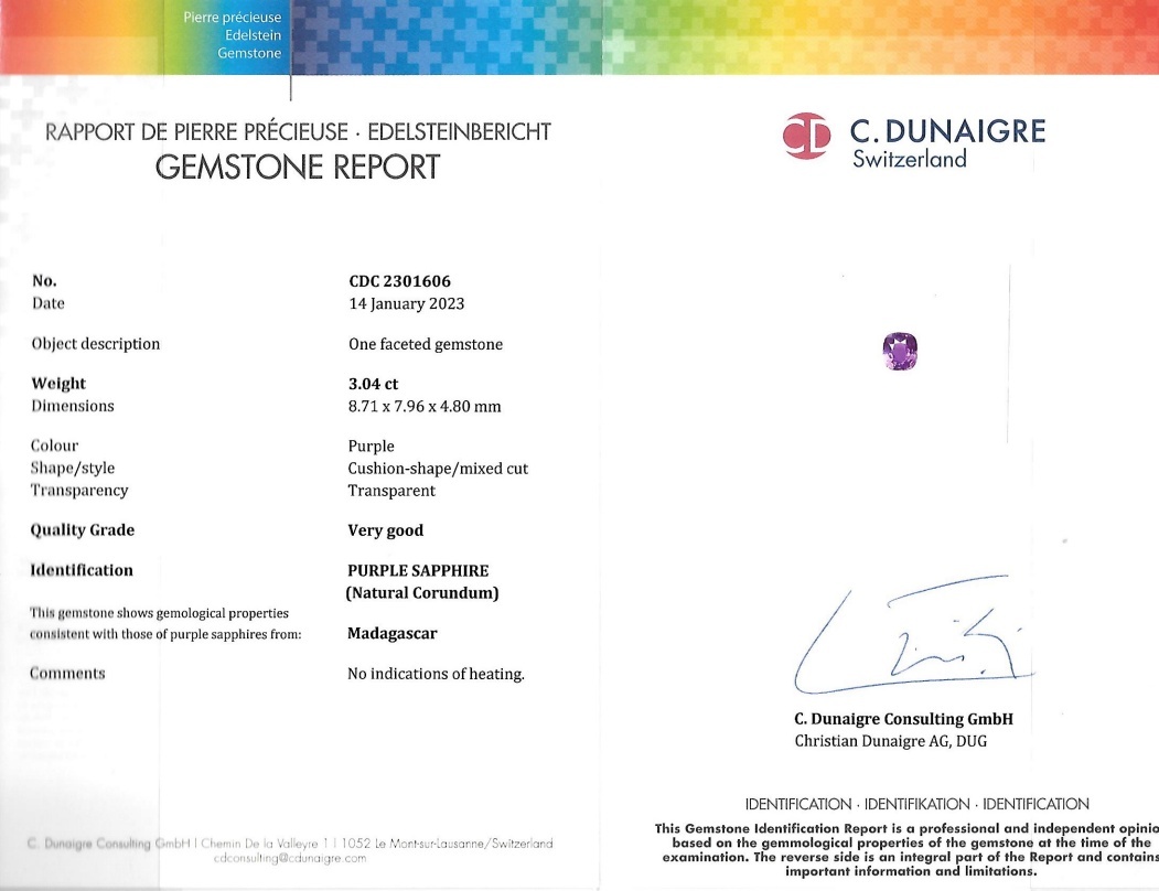 3.04 Ct. Purple Sapphire from Madagascar