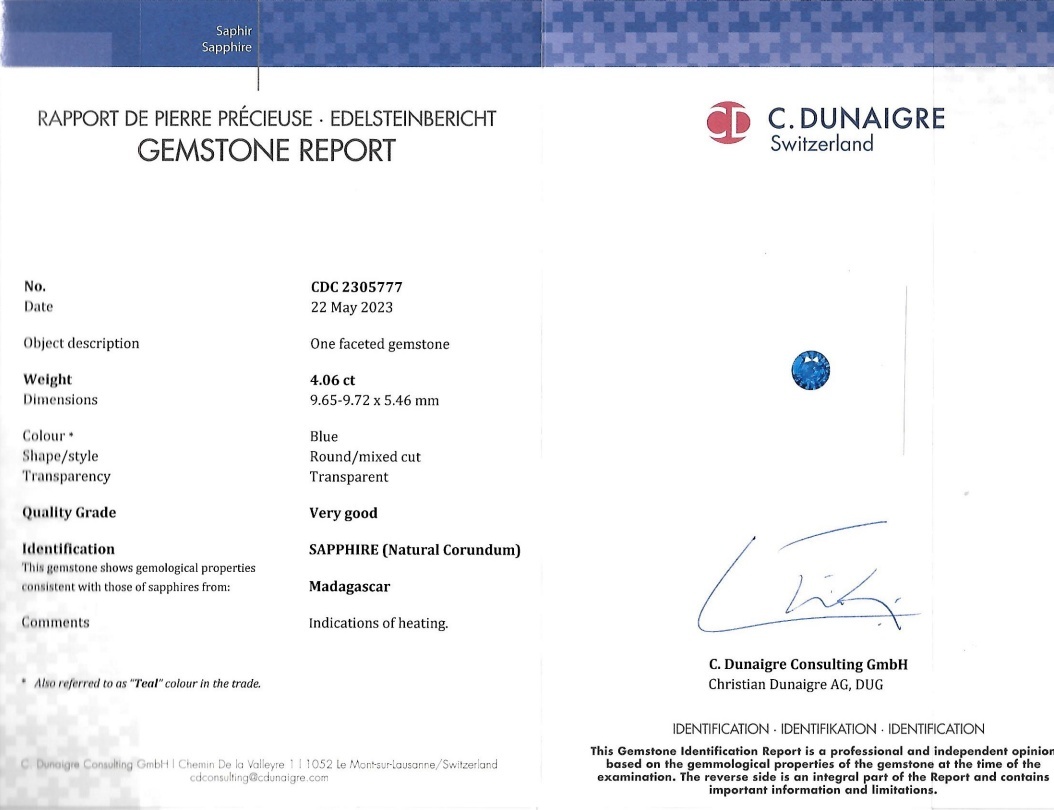 4.06 Ct. Blue Sapphire from Madagascar