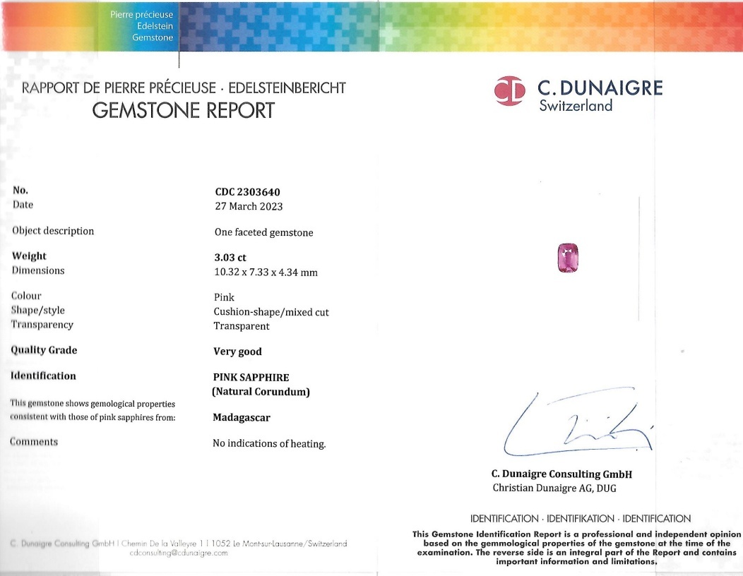 3.03 Ct. Pink Sapphire from Madagascar